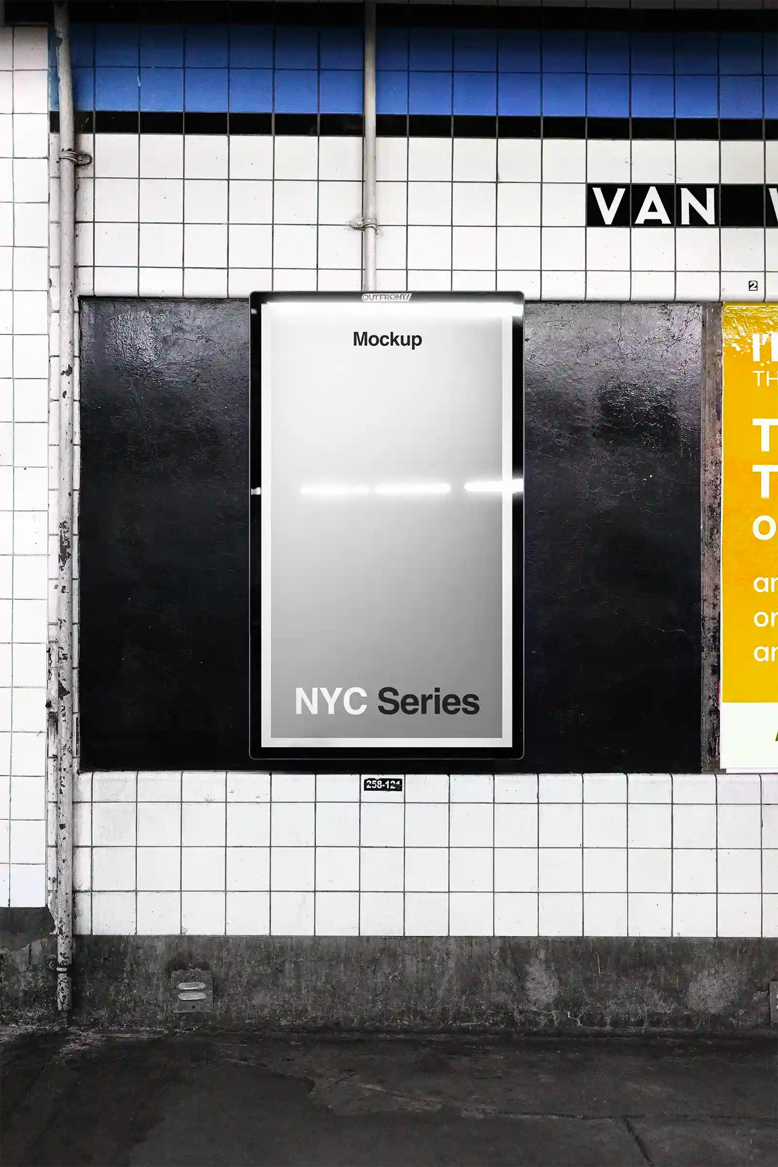 Billboard mockup in New York subway Queens, United States.  PSD Mockup on Photoshop for your design 3