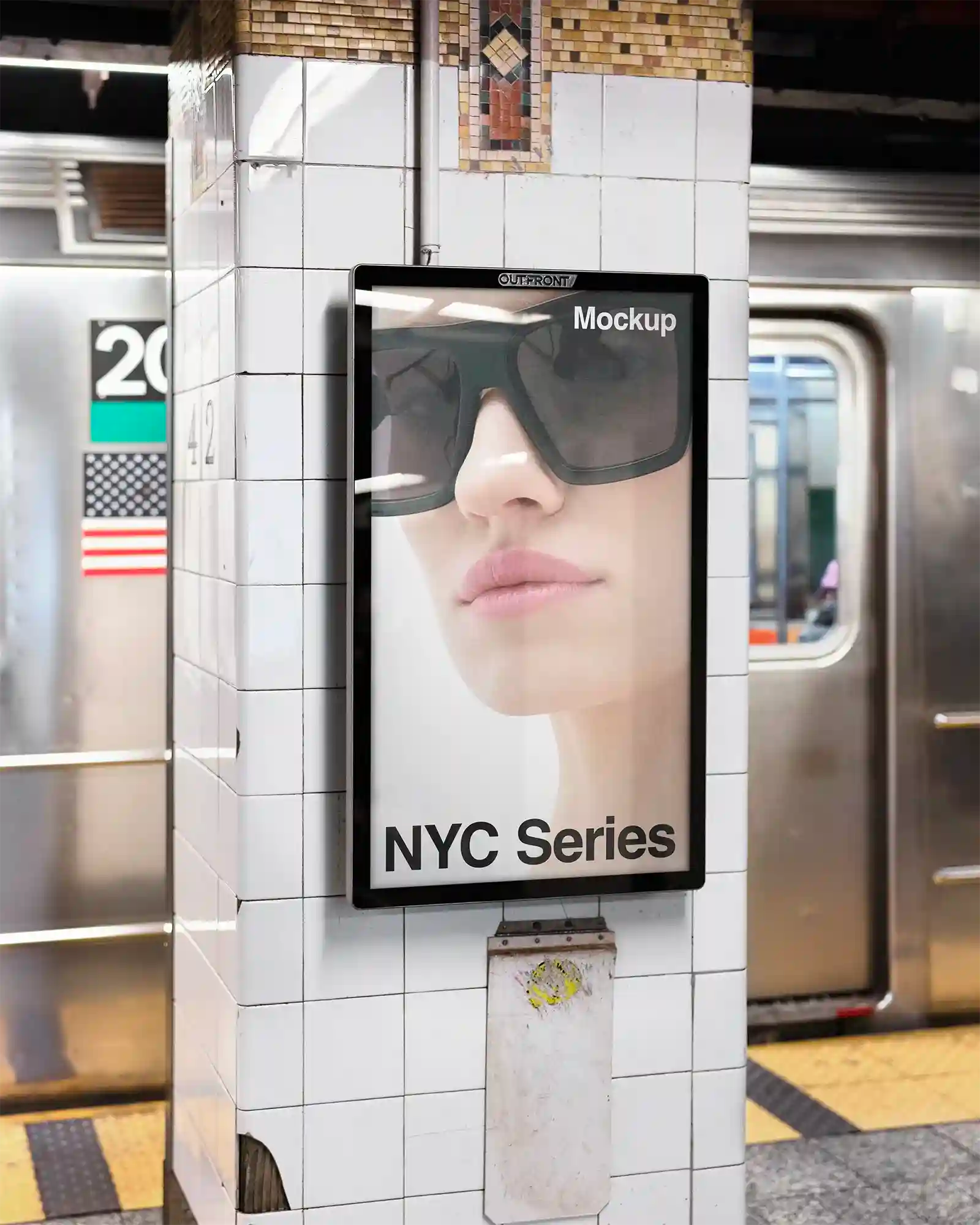 Billboard mockup in the NY Subway, New York, United States. PSD Mockup on Photoshop for your design 4