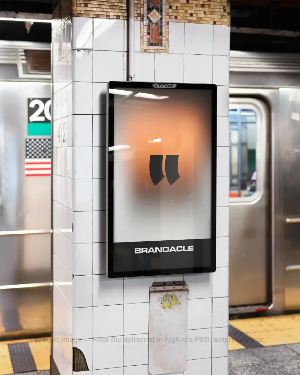 Billboard mockup in the NY Subway, New York, United States. PSD Mockup on Photoshop for your design 1