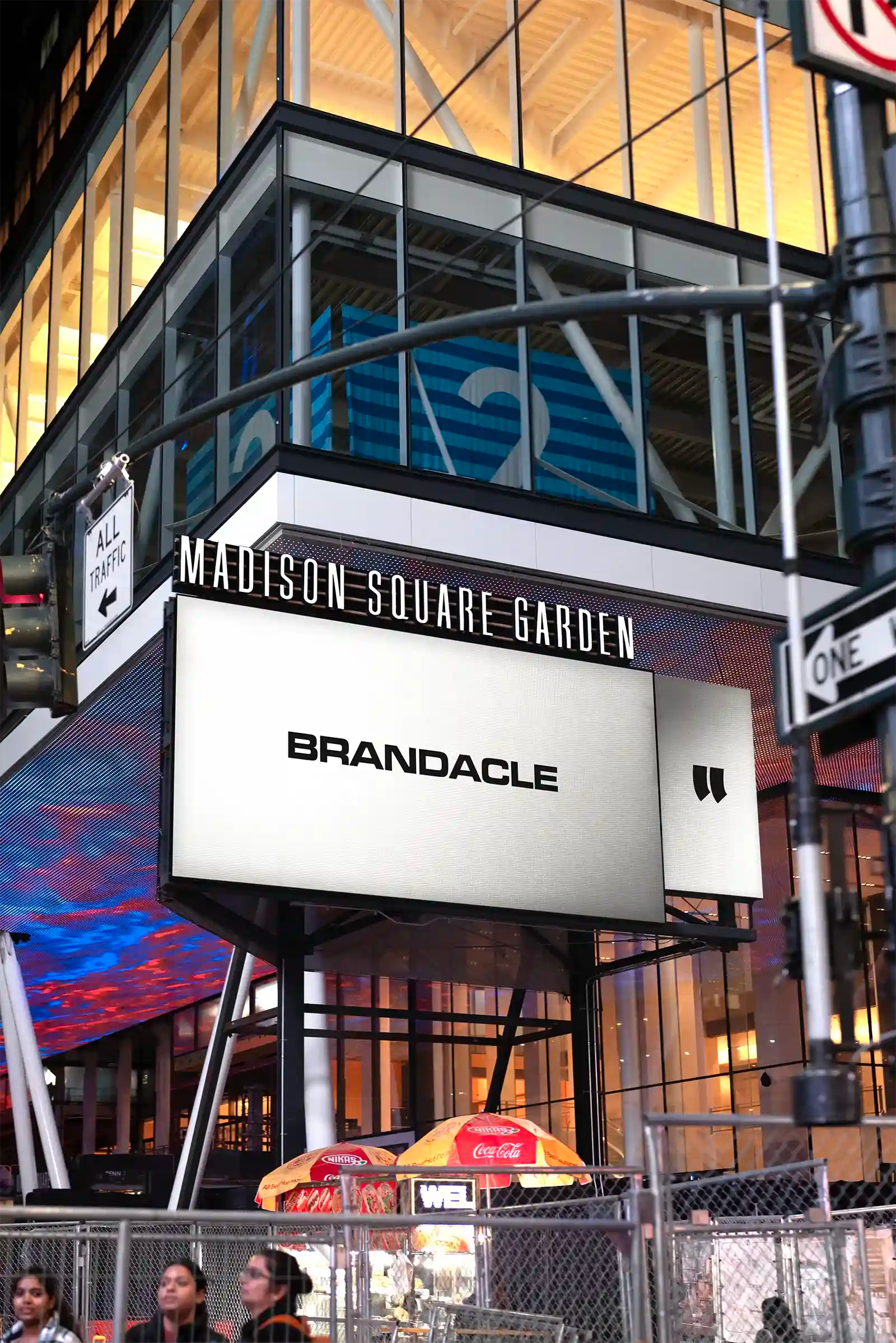 Billboard mockup in New York, United States Madison Square Garden. Poster, Banner. PSD Mockup Photoshop Mockup for your design 4