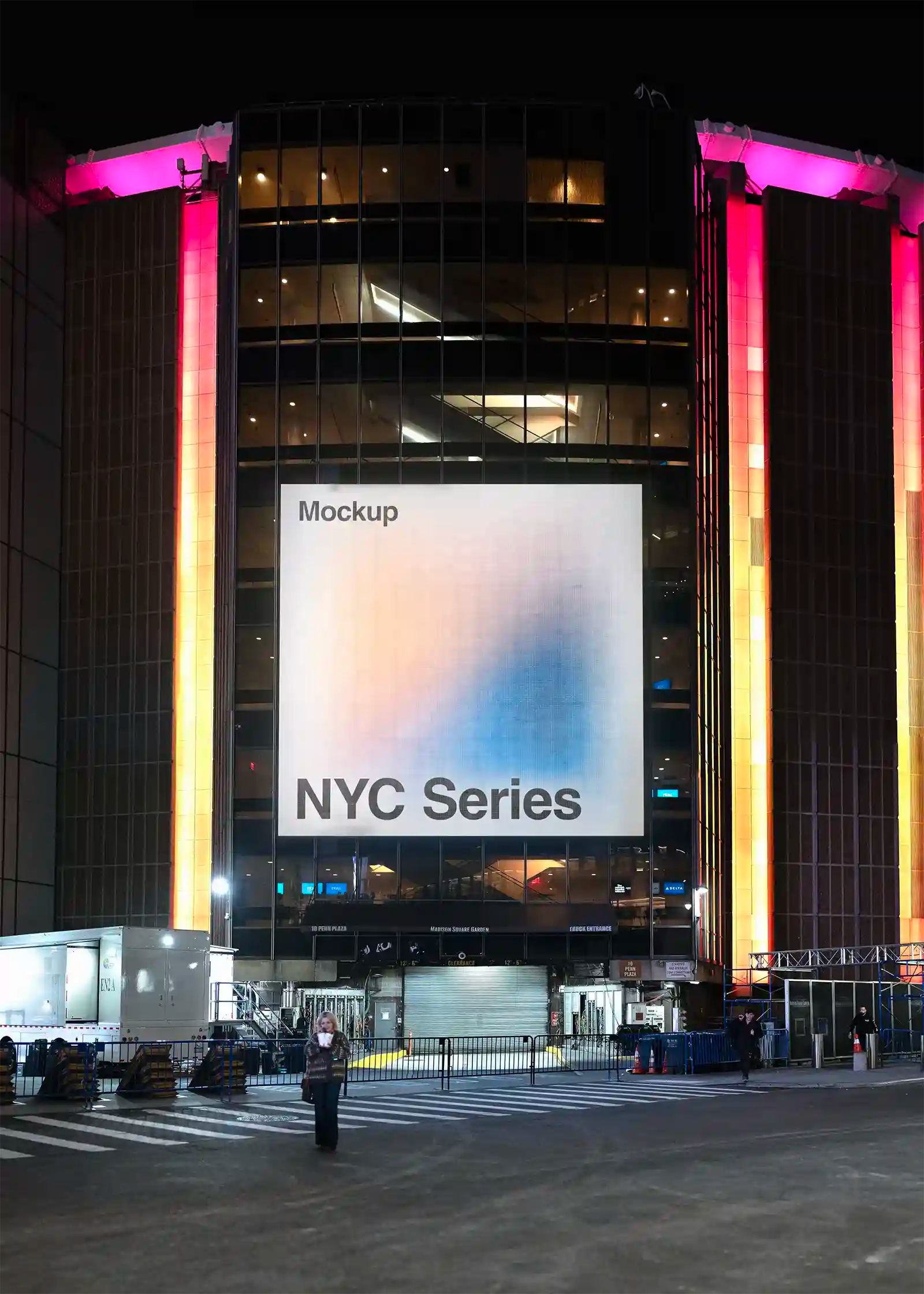 Billboard mockup in New York, United States Madison Square Garden. Poster, Banner. PSD Mockup Photoshop Mockup design 3