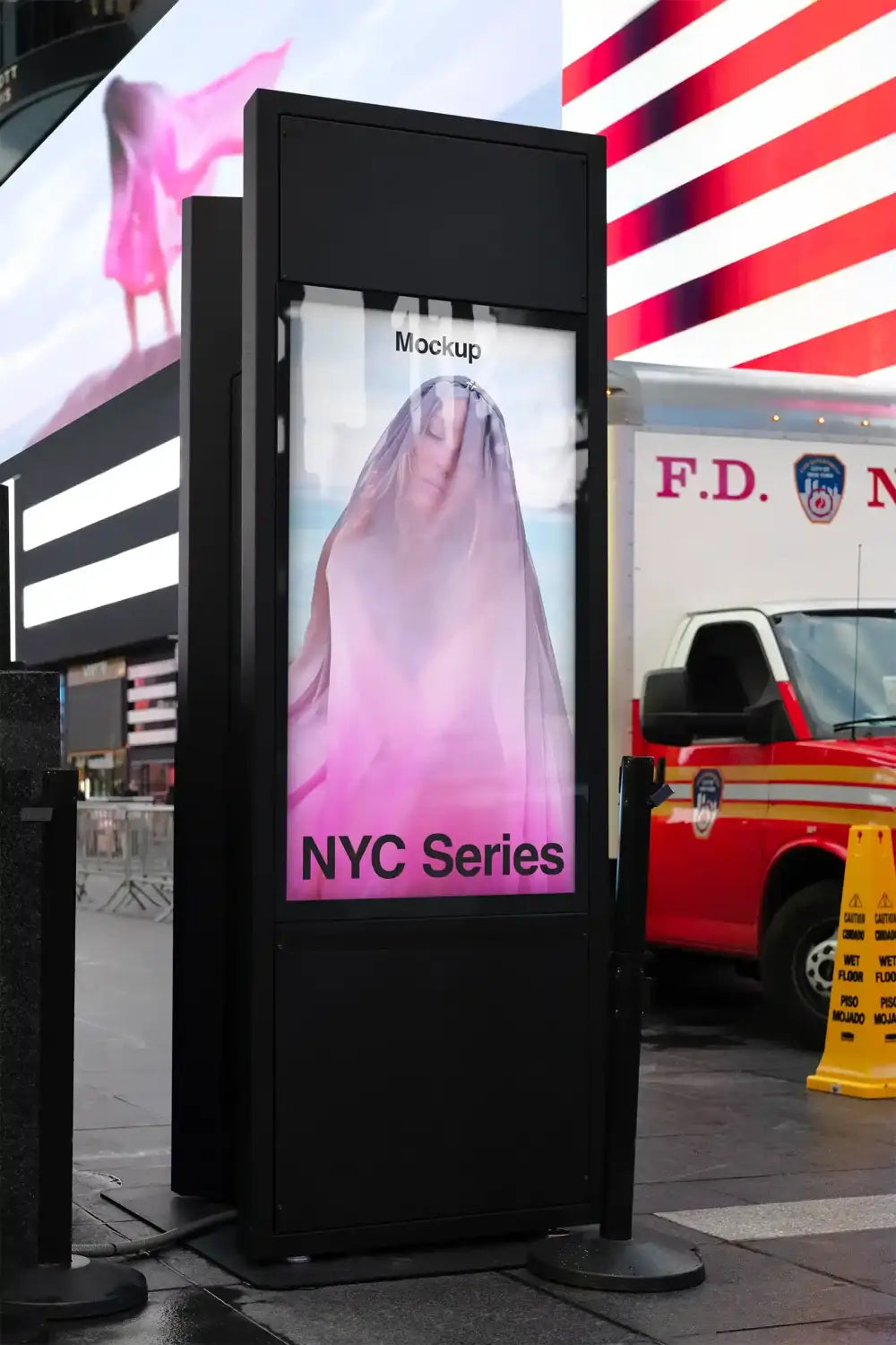 Billboard mockup on Times square subway in New York, United States. PSD Mockup Photoshop Mockup for your design