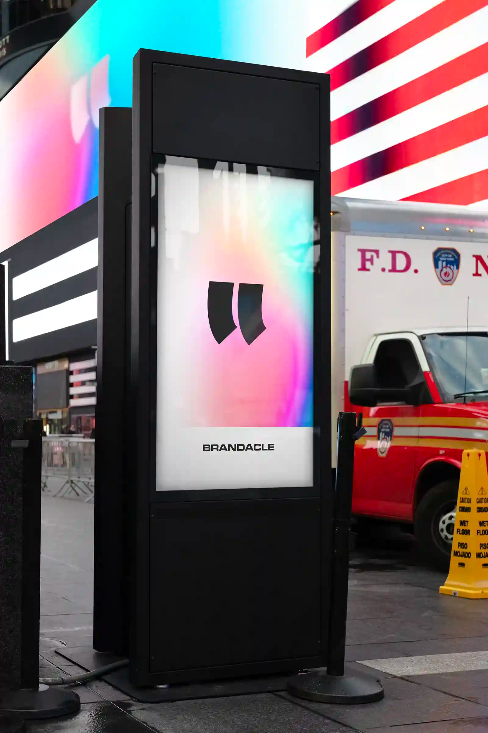Billboard mockup on Times square subway in New York, United States. Poster, Banner, two screens. PSD Mockup Photoshop Mockup design 4