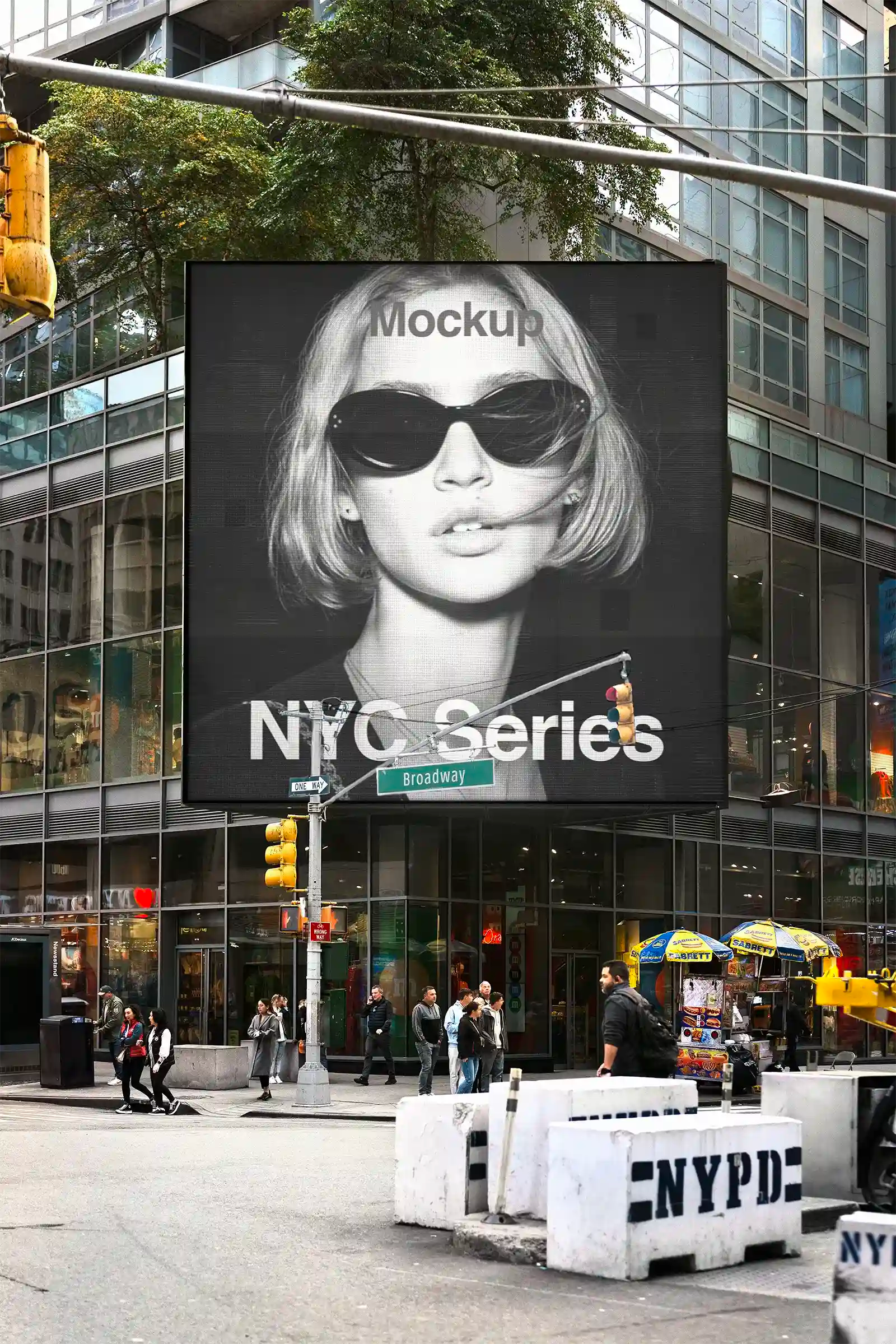 Billboard mockup on Times square subway in New York, United States. Poster, Banner. PSD Mockup Photoshop Mockup for your design on broadway crossing 2