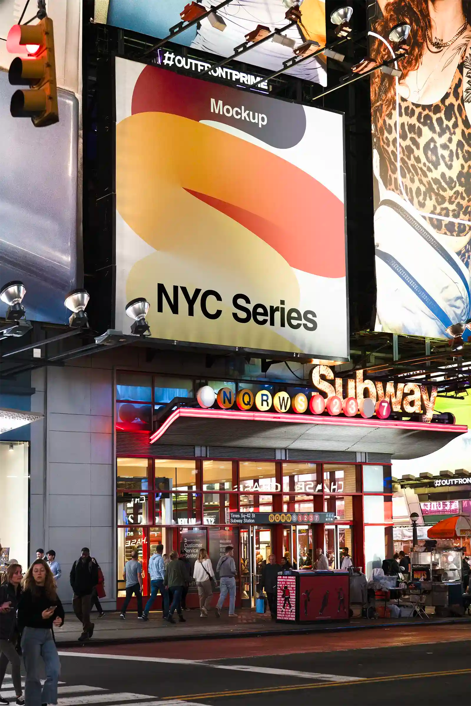 Billboard mockup on Times square subway in New York, United States. PSD Mockup on Photoshop for your design 4