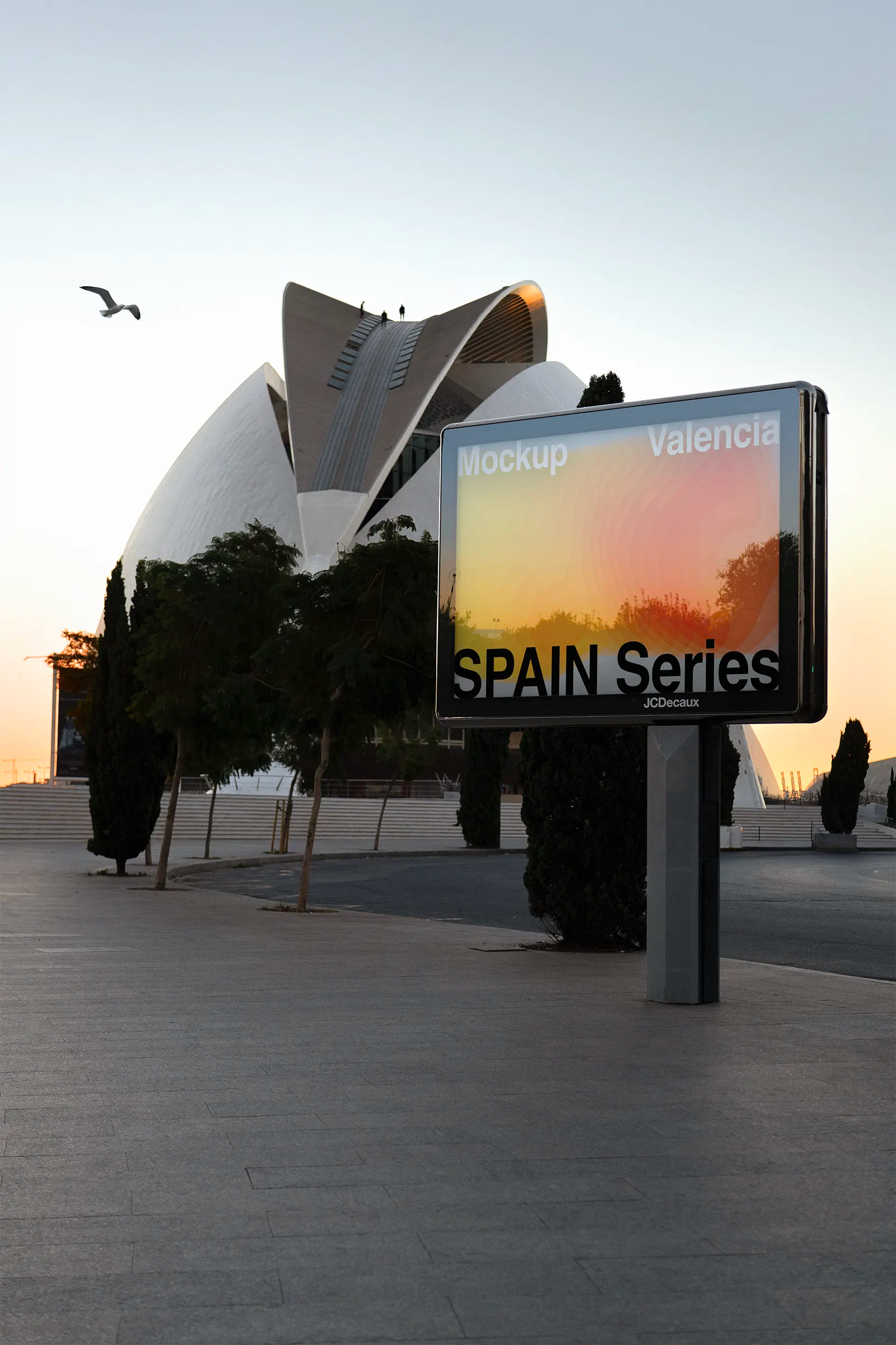 Billboard mockup in Valencia, Spain by the Opera House. 