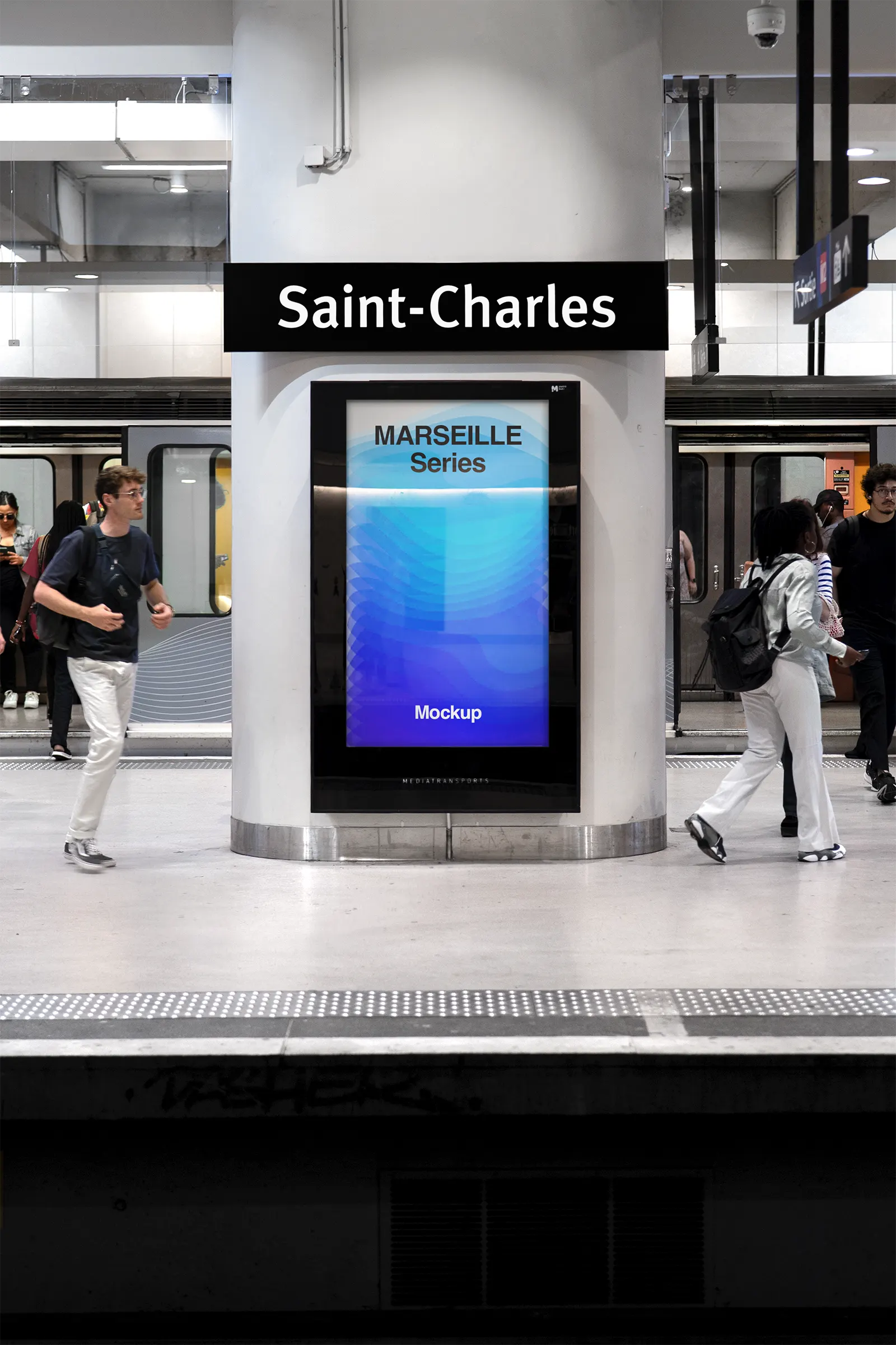 Marseille subway poster mockup, in France