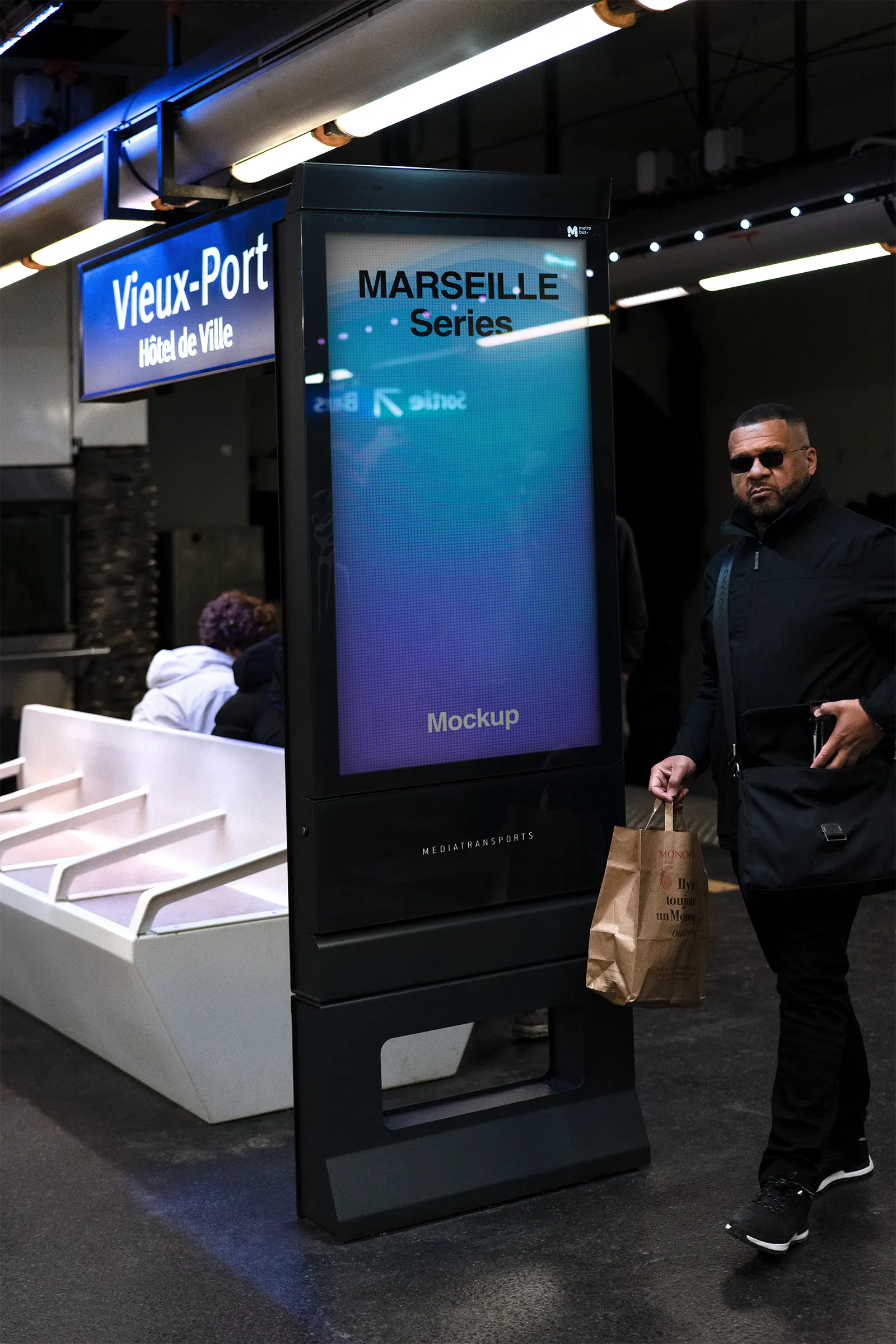 Billboard poster mockup in MArseille Subway, France