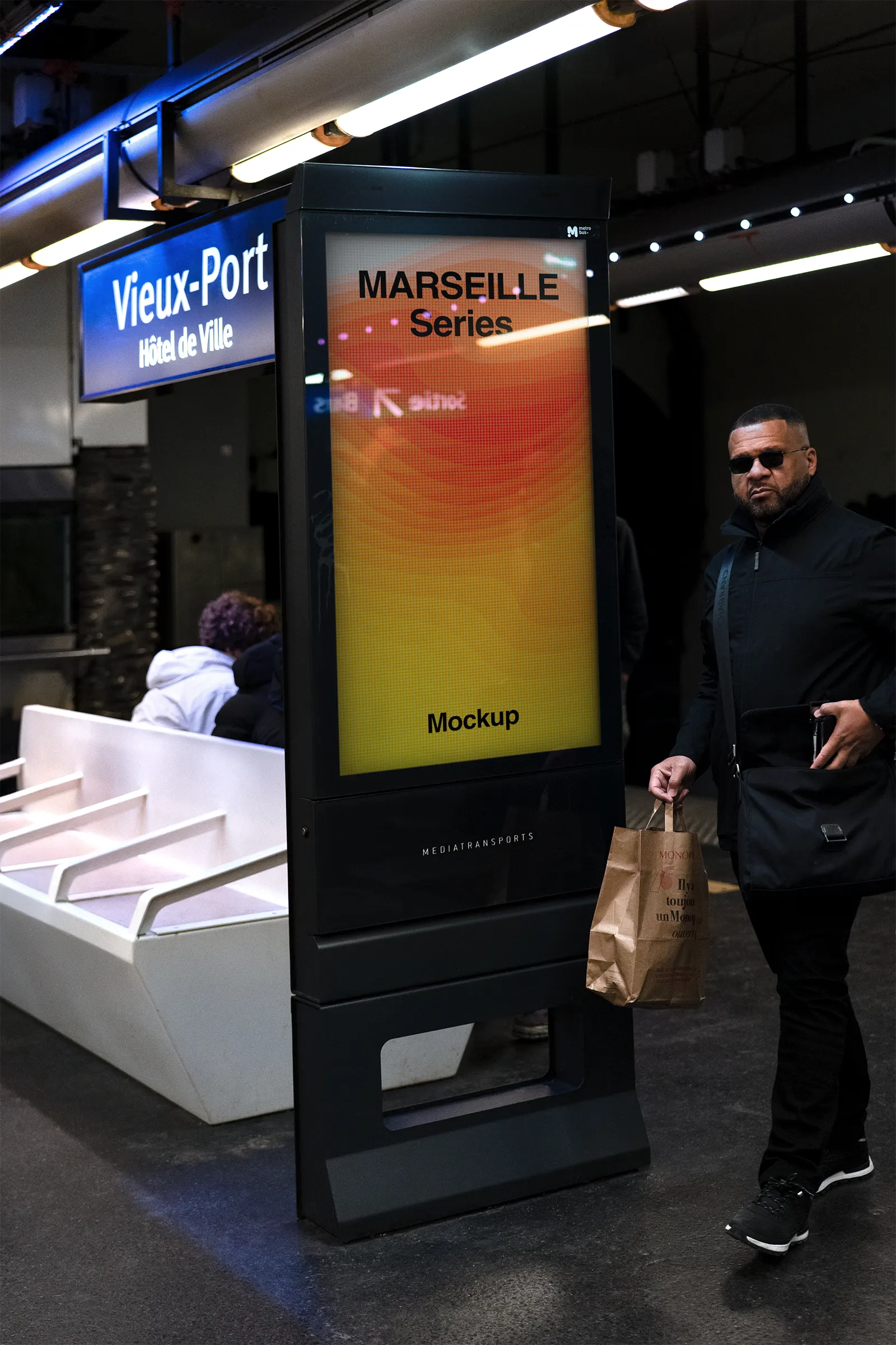 Billboard poster mockup in MArseille Subway, France