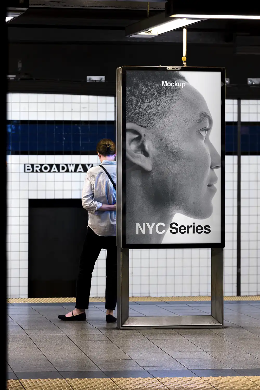 Billboard mockup in the New York Subway at Broadway station