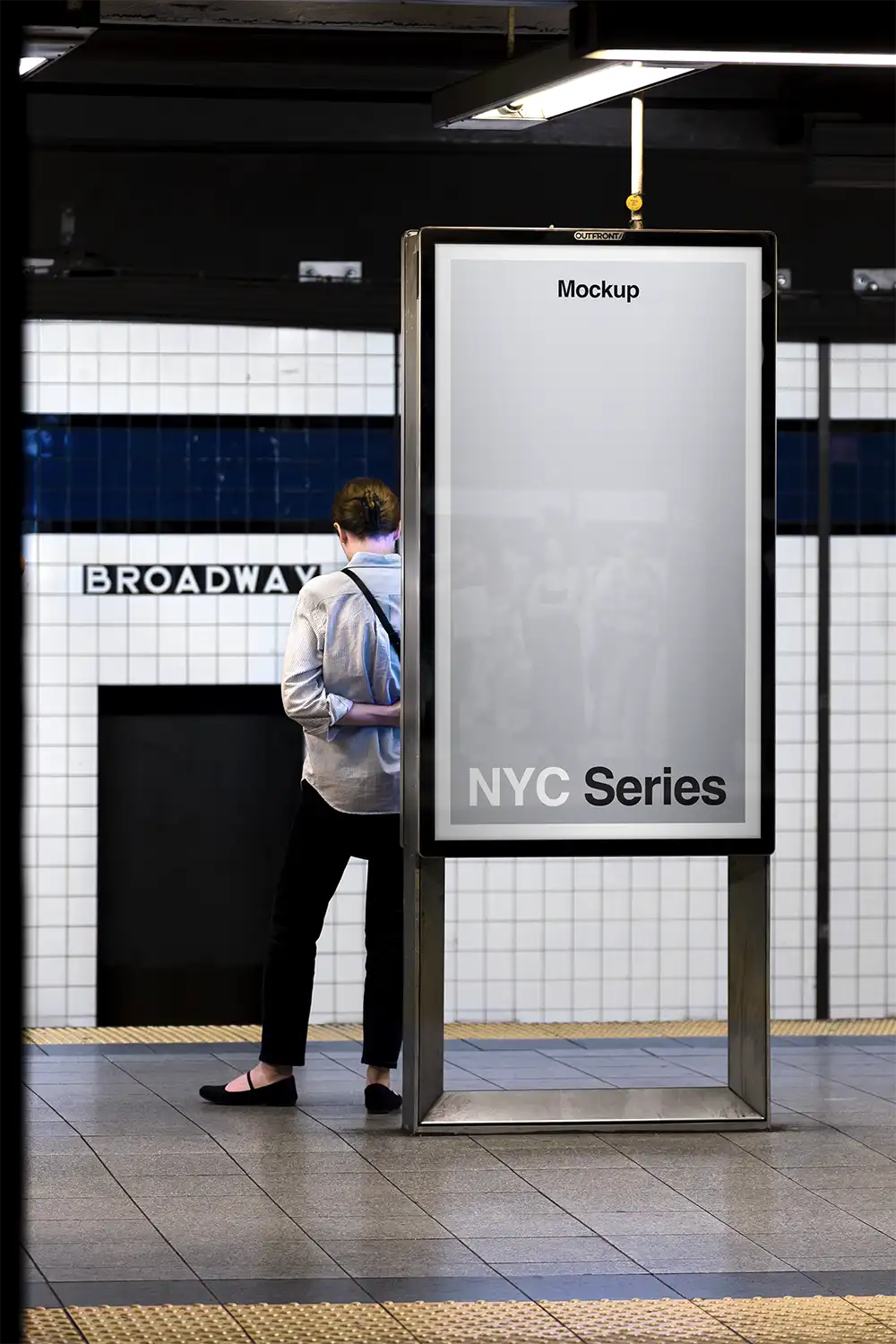 Billboard mockup in the New York Subway at Broadway station