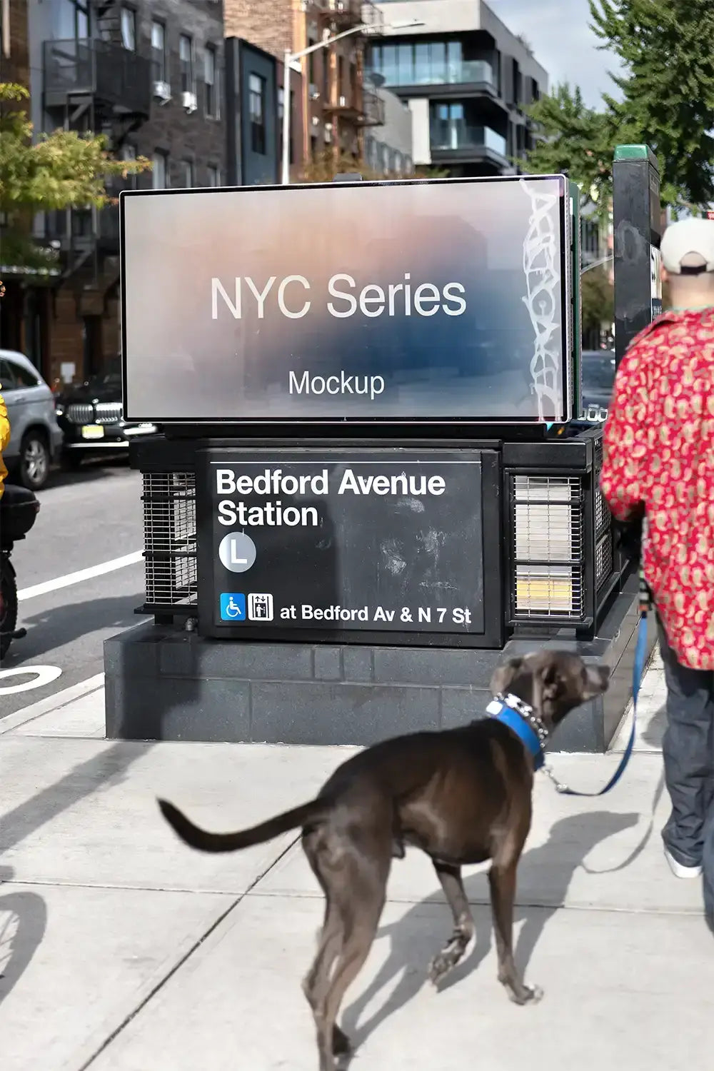 Billboard mockup in Brooklyn in New York, at a subway station entrance