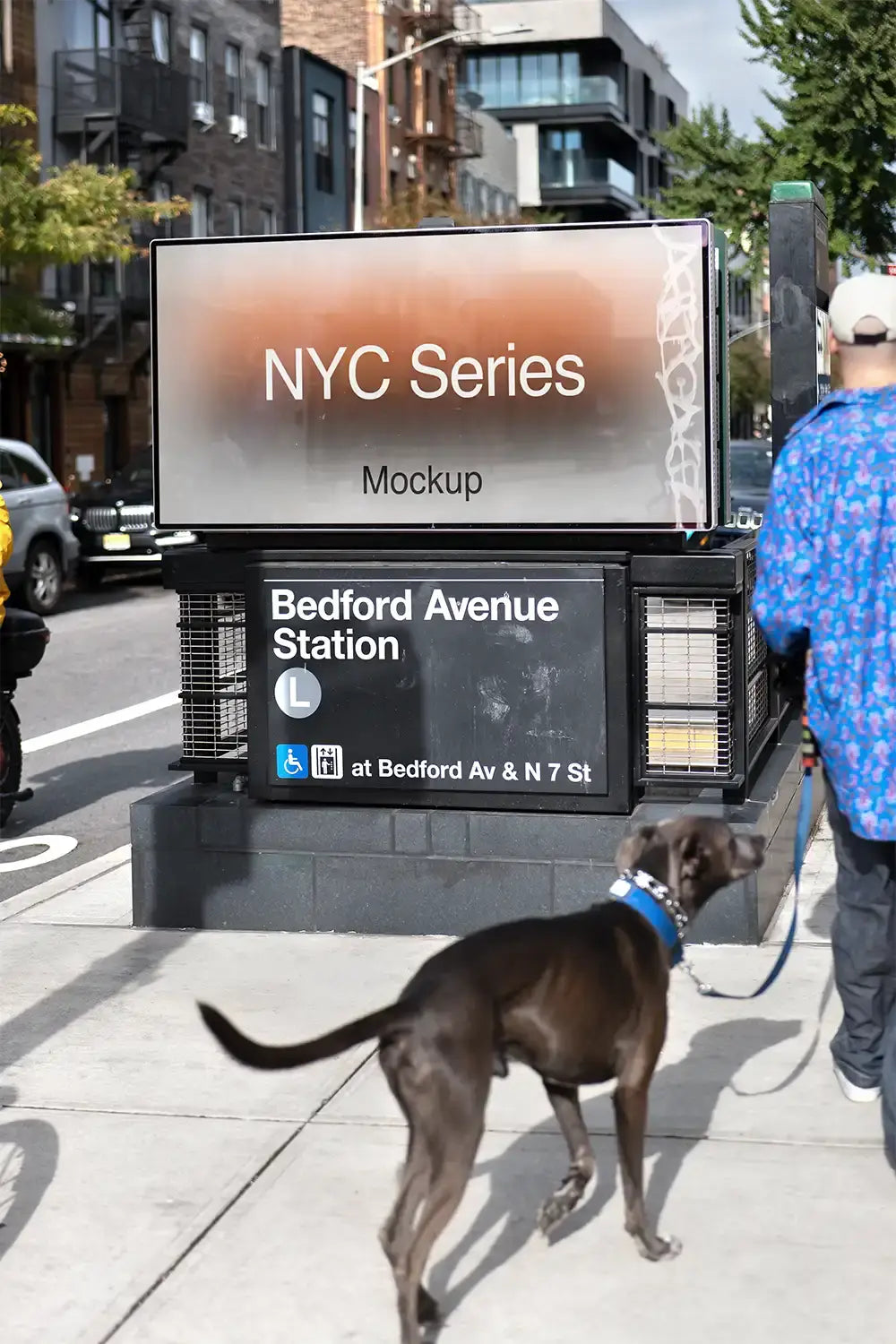 Billboard mockup in Brooklyn in New York, at a subway station entrance