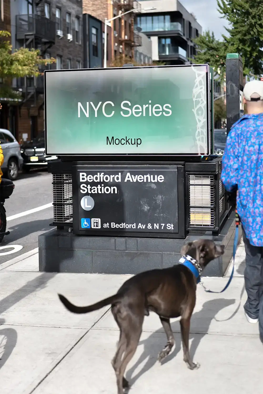 Billboard mockup in Brooklyn in New York, at a subway station entrance