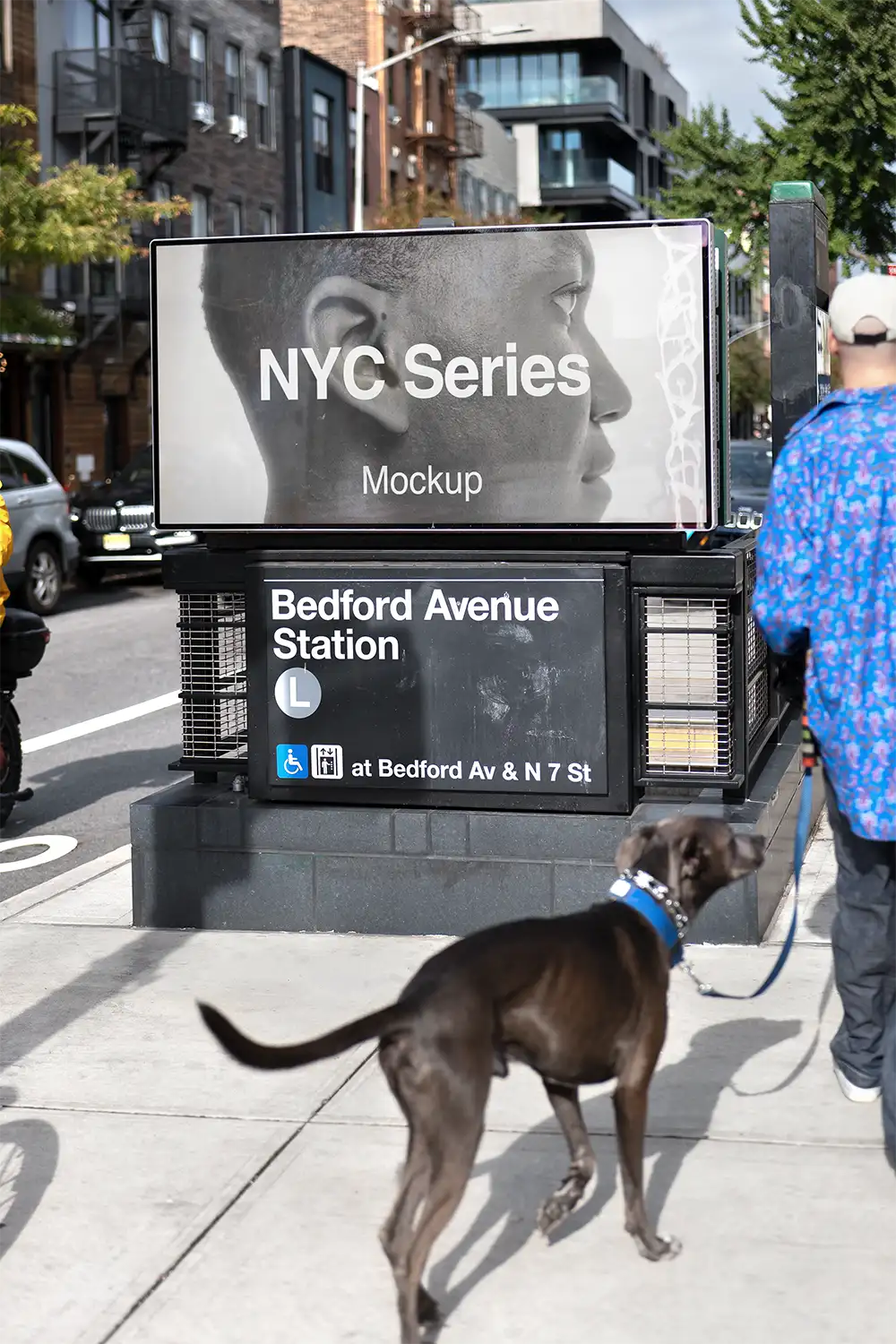 Billboard mockup in Brooklyn in New York, at a subway station entrance