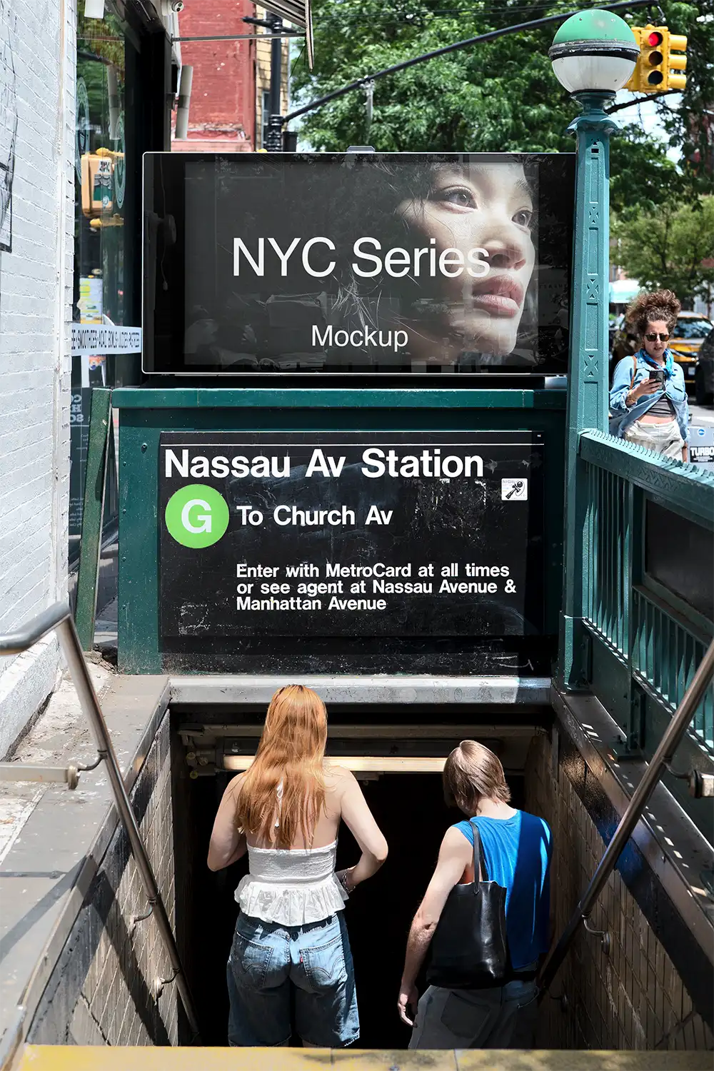 Billboard mockup at a NYC subway station in Brooklyn, New York