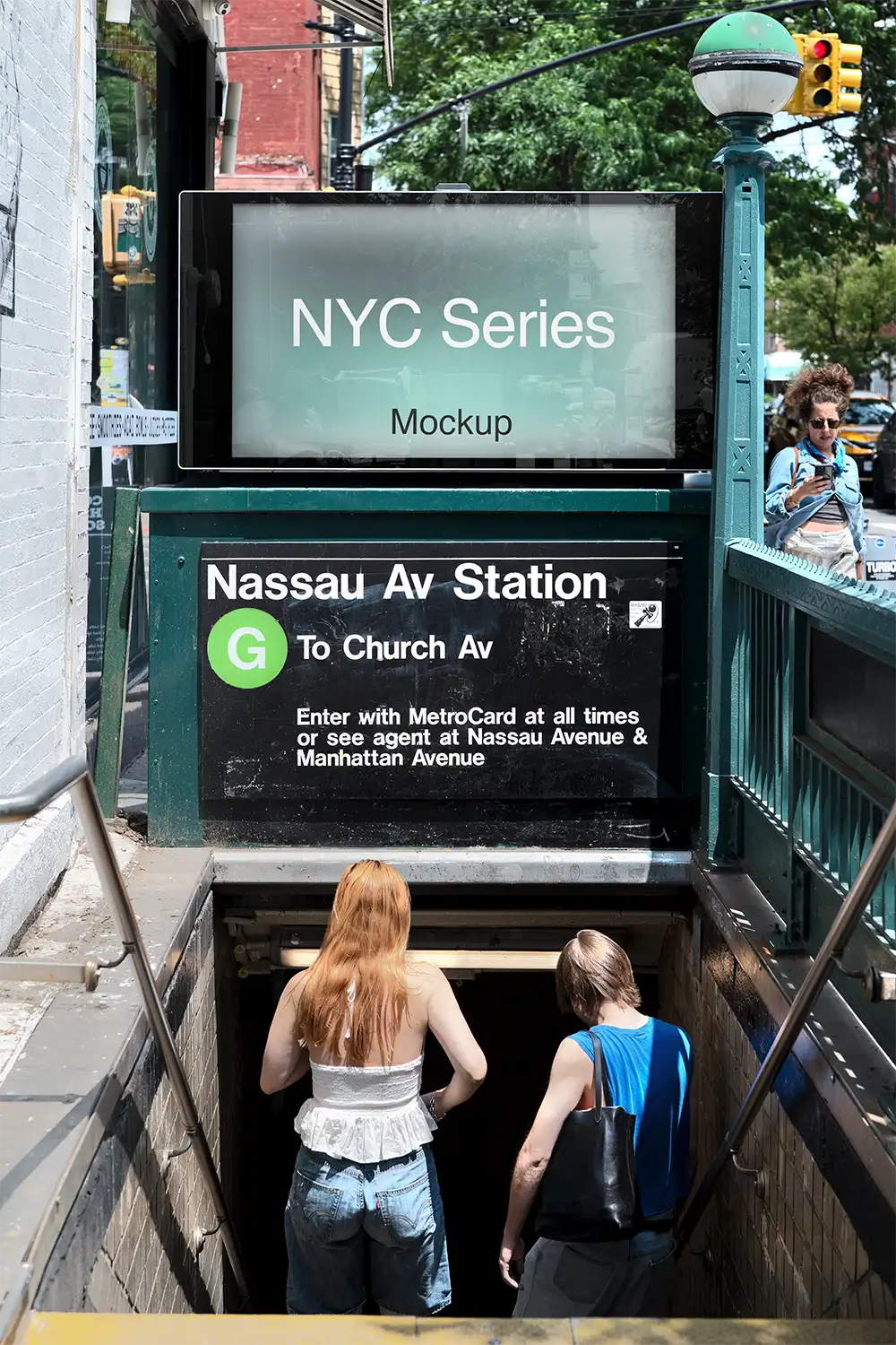 Billboard mockup at a NYC subway station in Brooklyn, New York