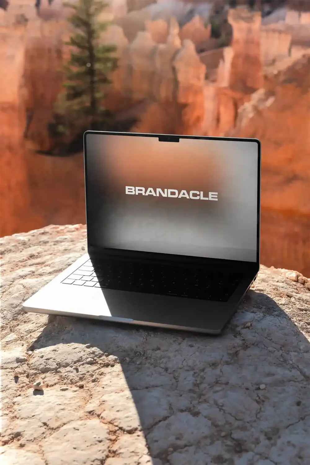 MacBook Pro Laptop Mockup in the American West, USA | © BRANDACLE MOCKUPS 2026. All rights reserved.