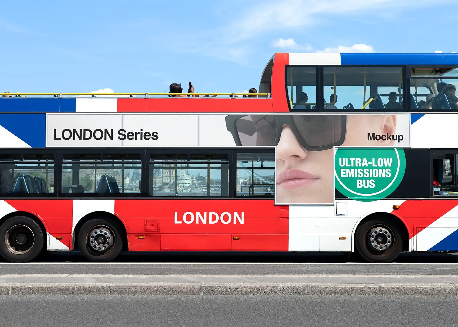 Poster Mockup on a bus in London © BRANDACLE MOCKUPS 2026.