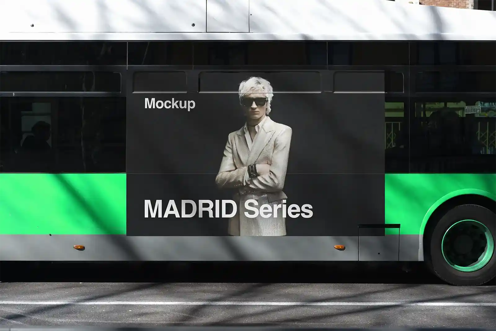 Bus mockup in Madrid, Spain.