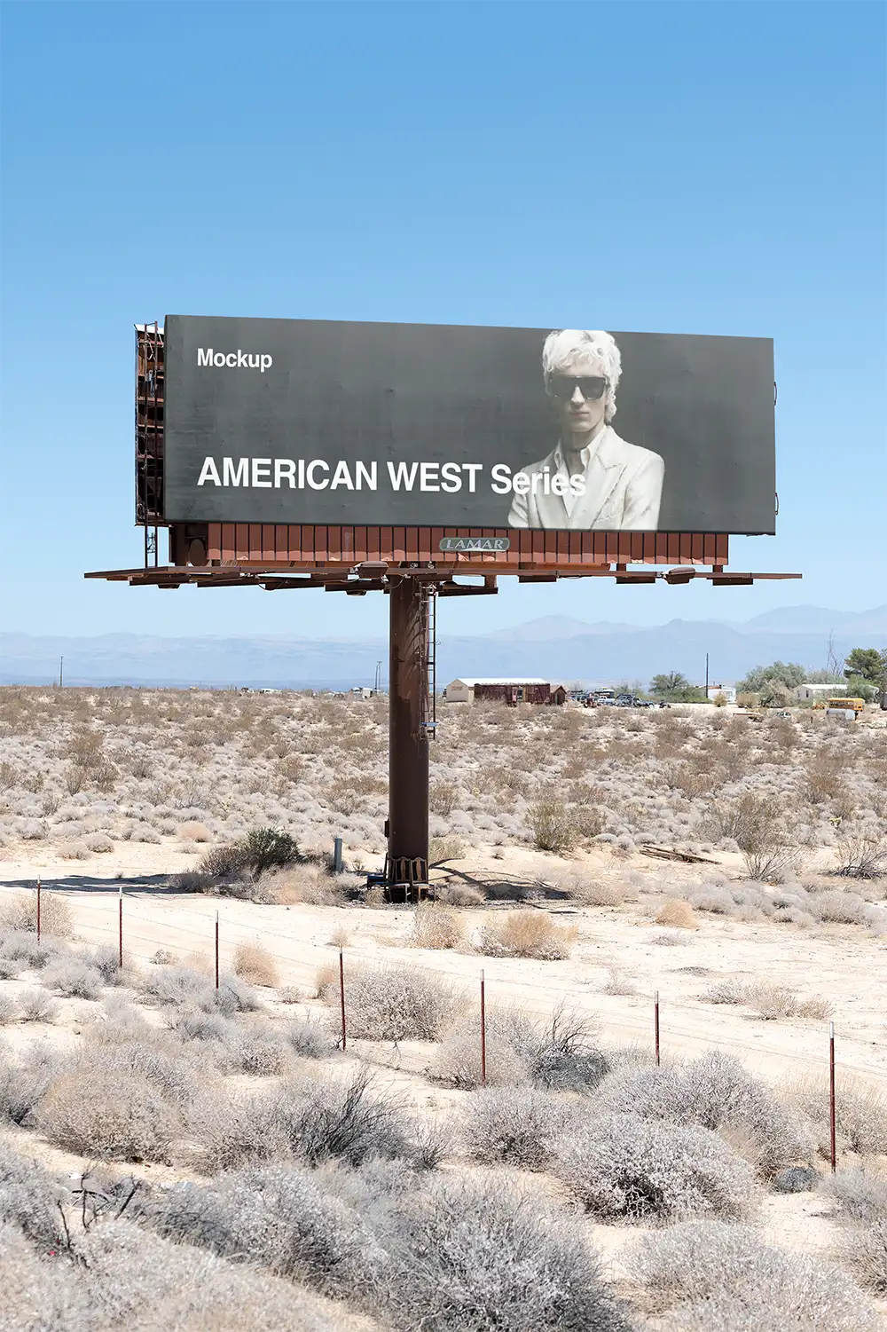 Billboard mockup in California desert