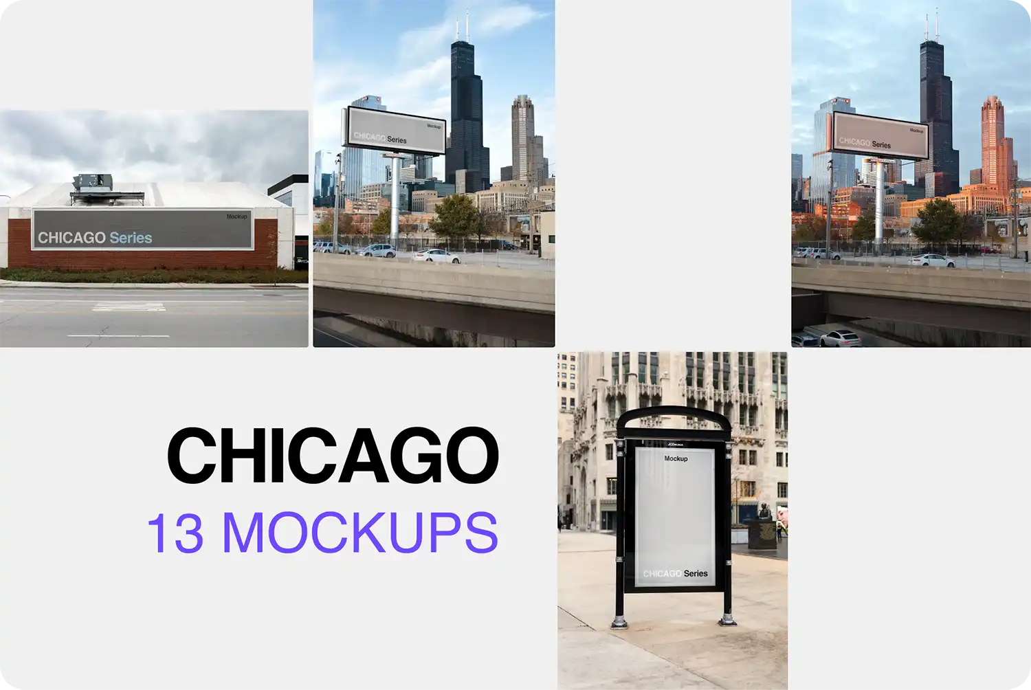 CHICAGO MOCKUPS BUNDLE - Brandacle - pack of mockups to showcase your designs on posters, billboards and banners