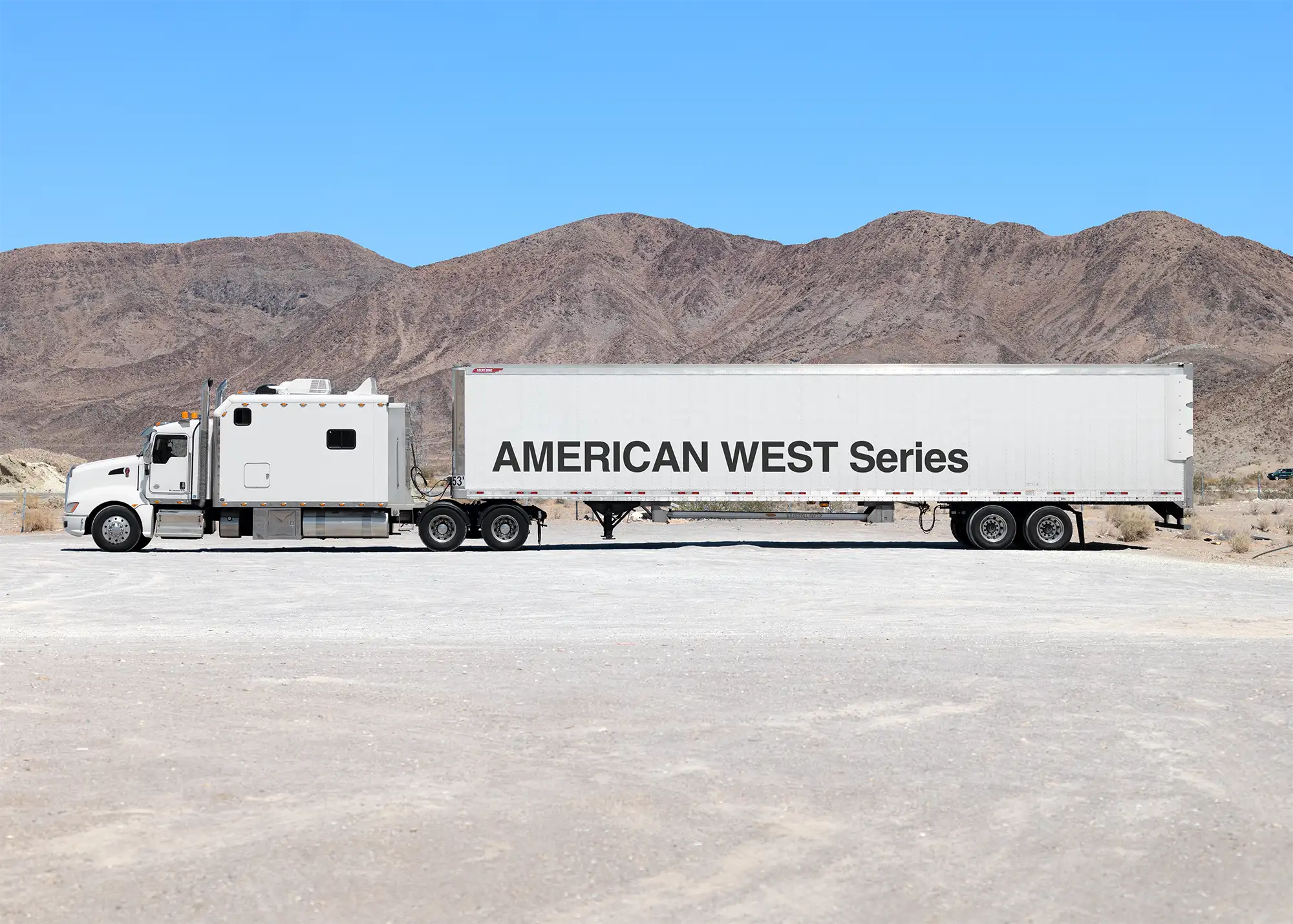 Truck  with a logo mockup in the desert in California