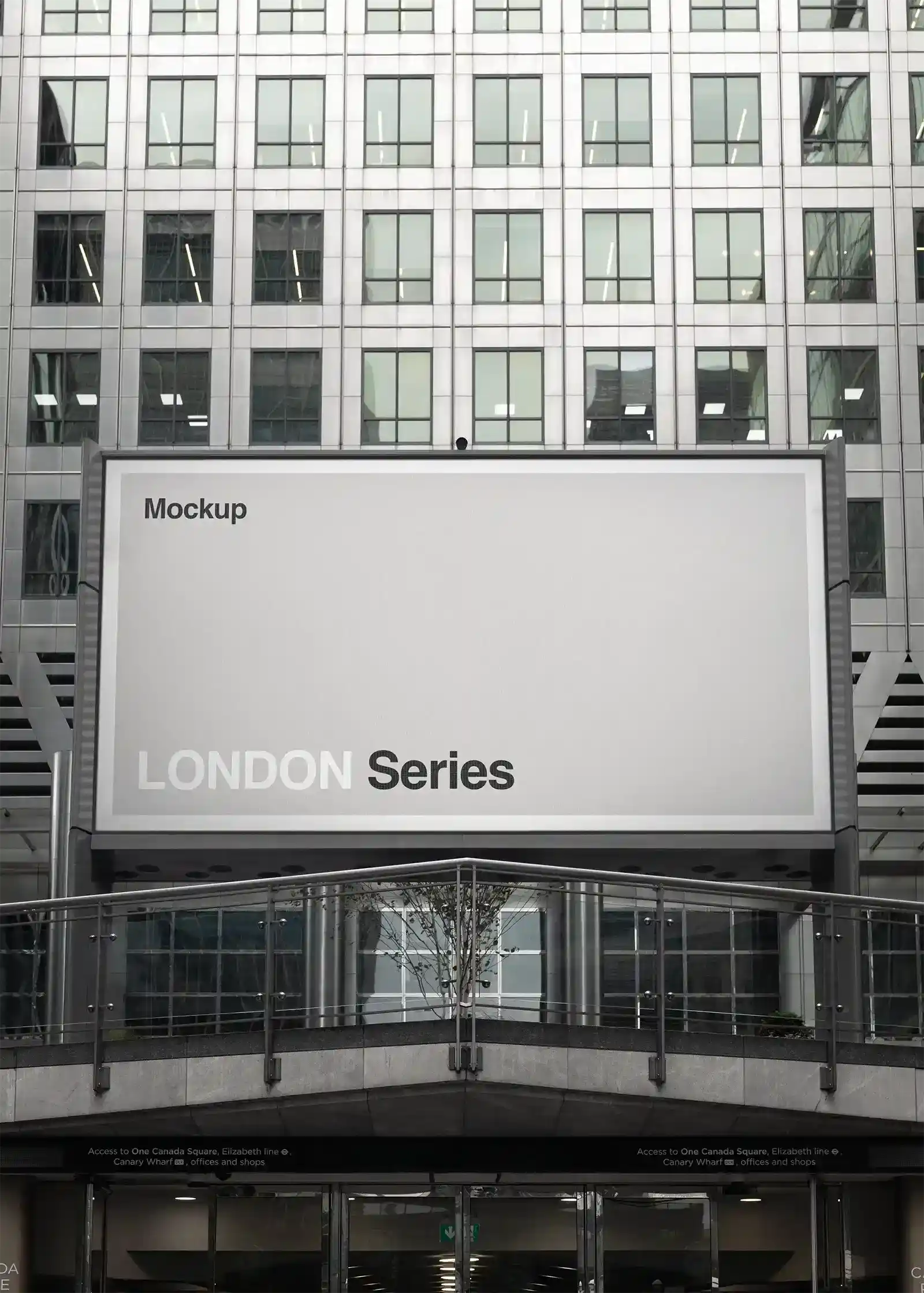 Billboard screen mockup in Canaray Wharf, London.