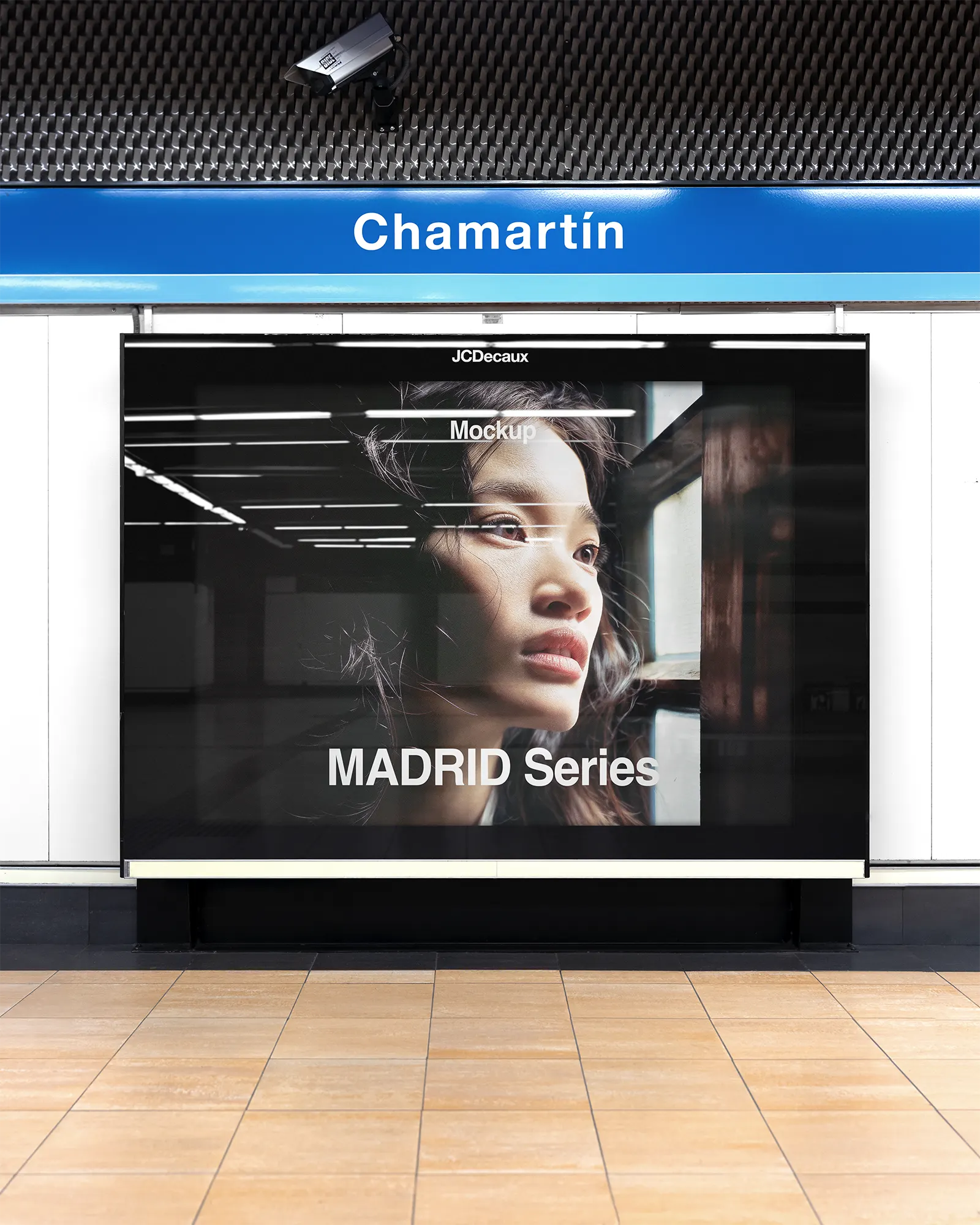 Poster mockup in Chamartin Train Station, Madrid, Spain - BRANDACLE