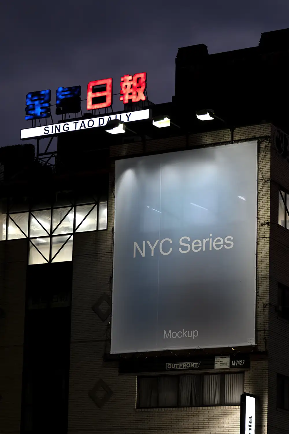 Banner mockup on a building in Chinatown in New York