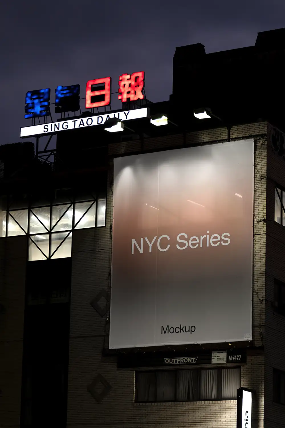 Banner mockup on a building in Chinatown in New York