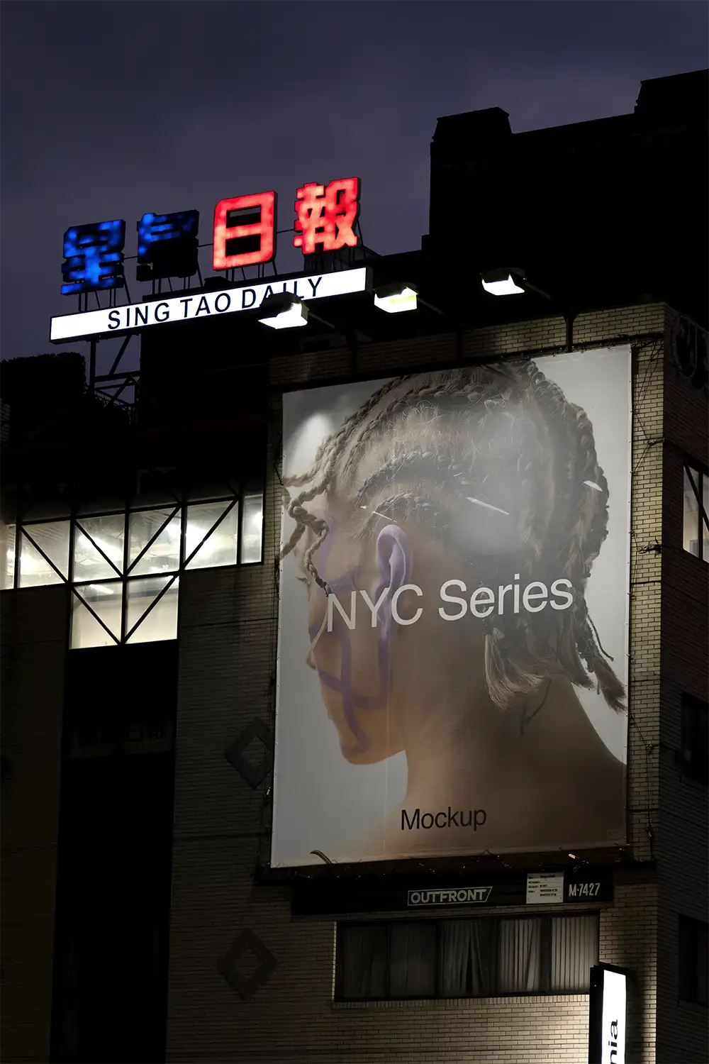 Banner mockup on a building in Chinatown in New York