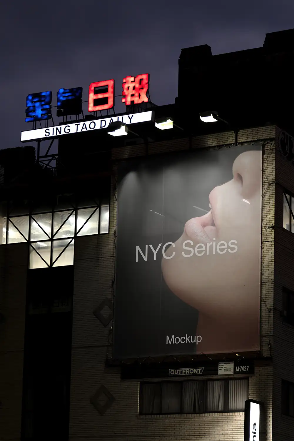 Banner mockup on a building in Chinatown in New York