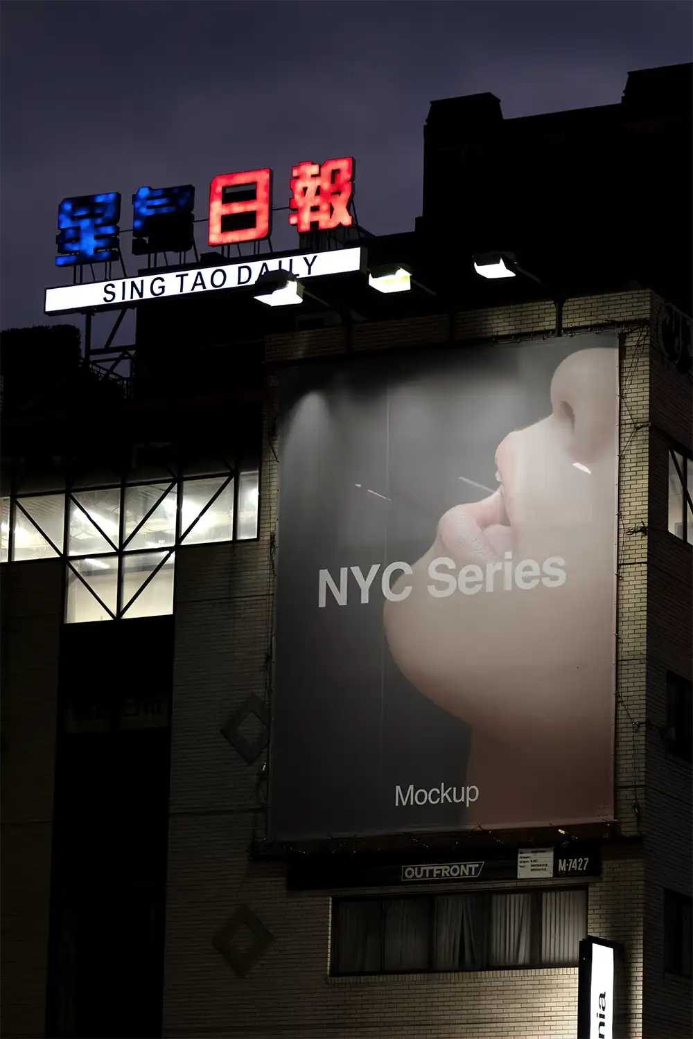 Banner mockup on a building in Chinatown in New York