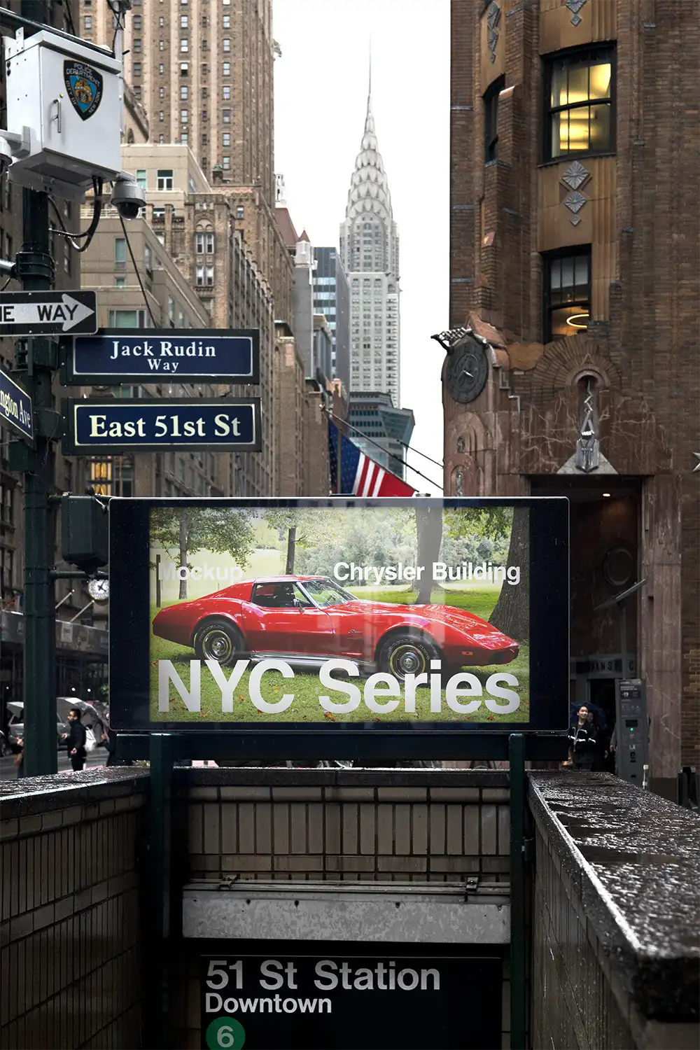 Billboard mockup on a NYC subway entrance in New York. © BRANDACLE MOCKUPS 2026. All rights reserved.