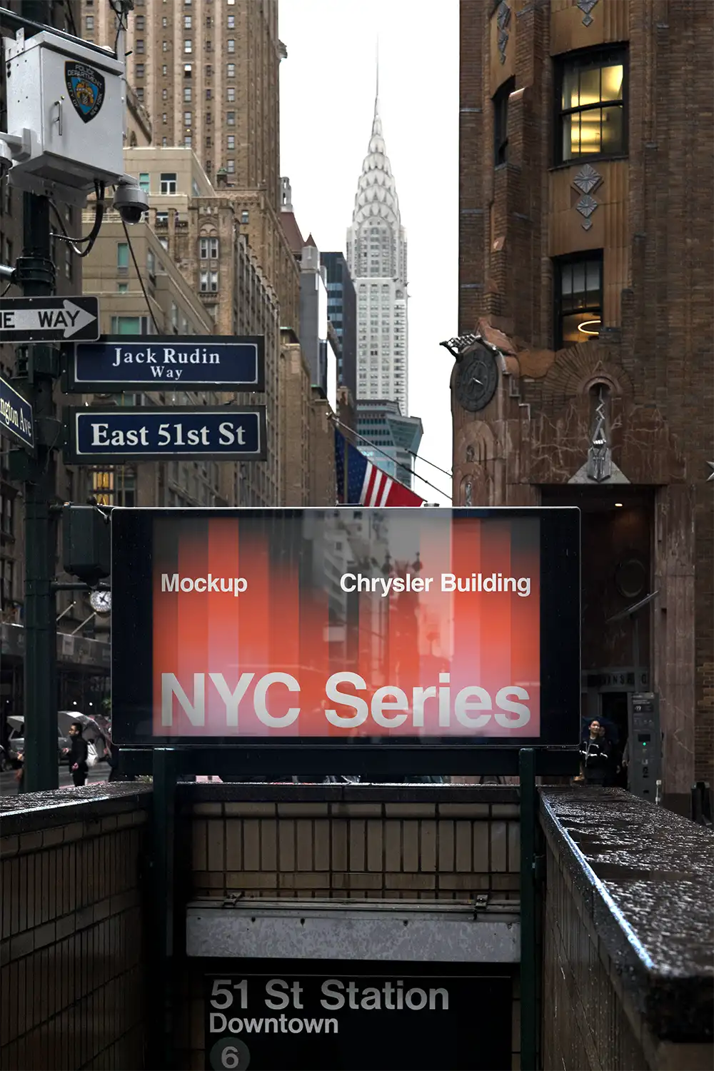 Billboard mockup on a NYC subway entrance in New York