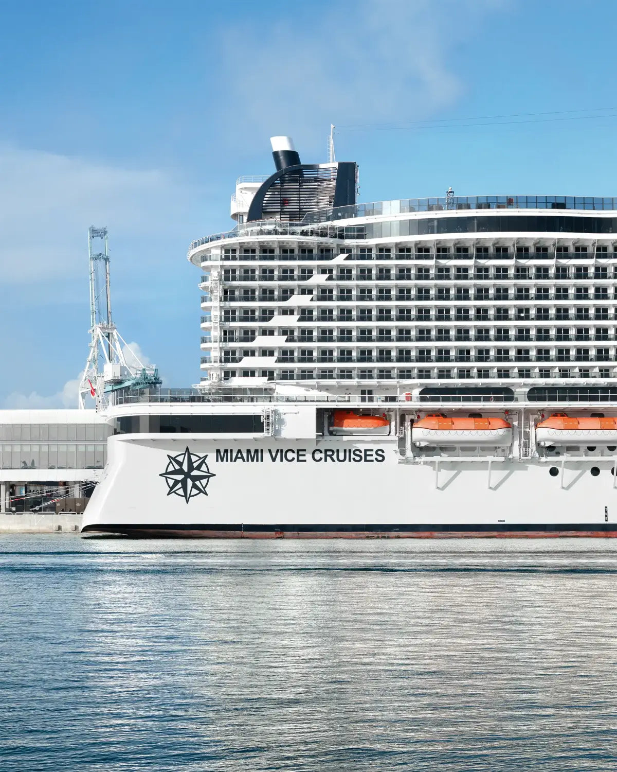 Logo mockup on a cruise ship in the port of Miami