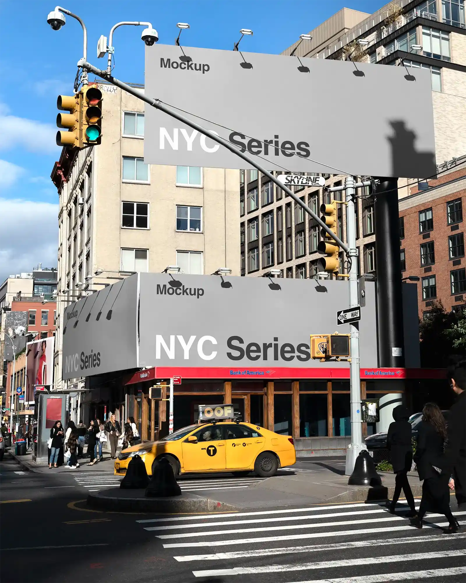 Billboard mockups in East Village in Manhattan, New York, United States