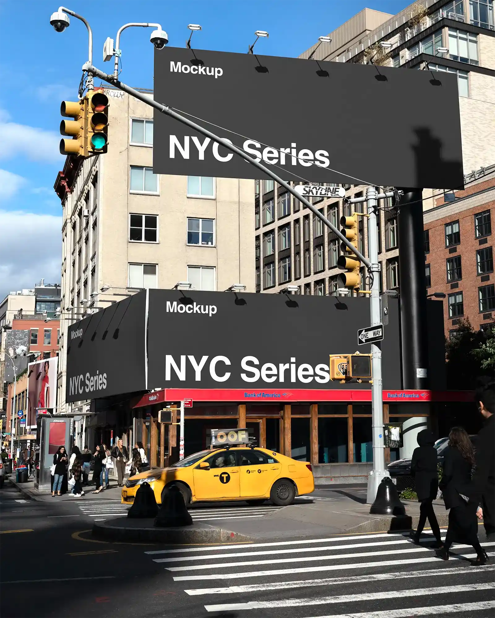 Billboard mockups in East Village in Manhattan, New York, United States