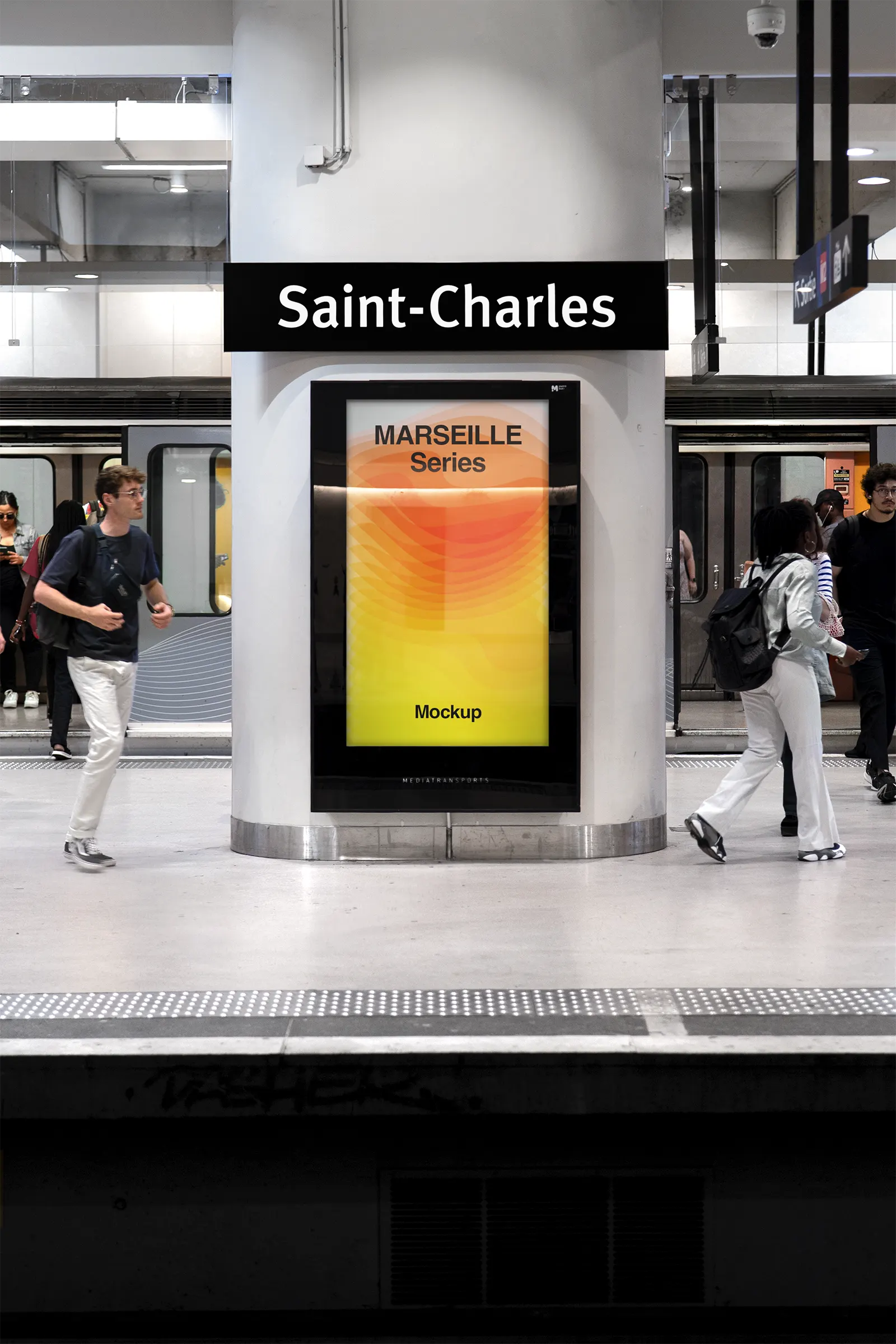 Marseille Subway, Saint Charles Billboard Mockup, France | FR23MRS031