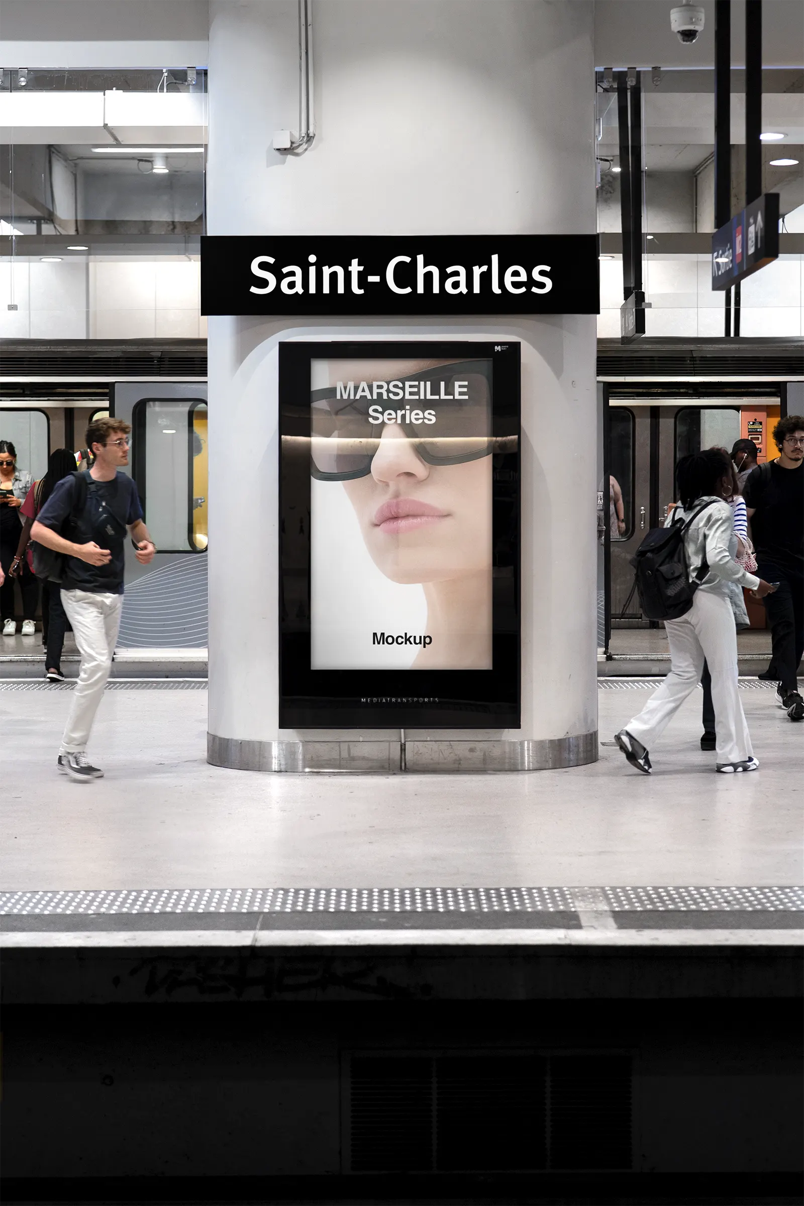 Marseille Subway, Saint Charles Billboard Mockup, France | FR23MRS031