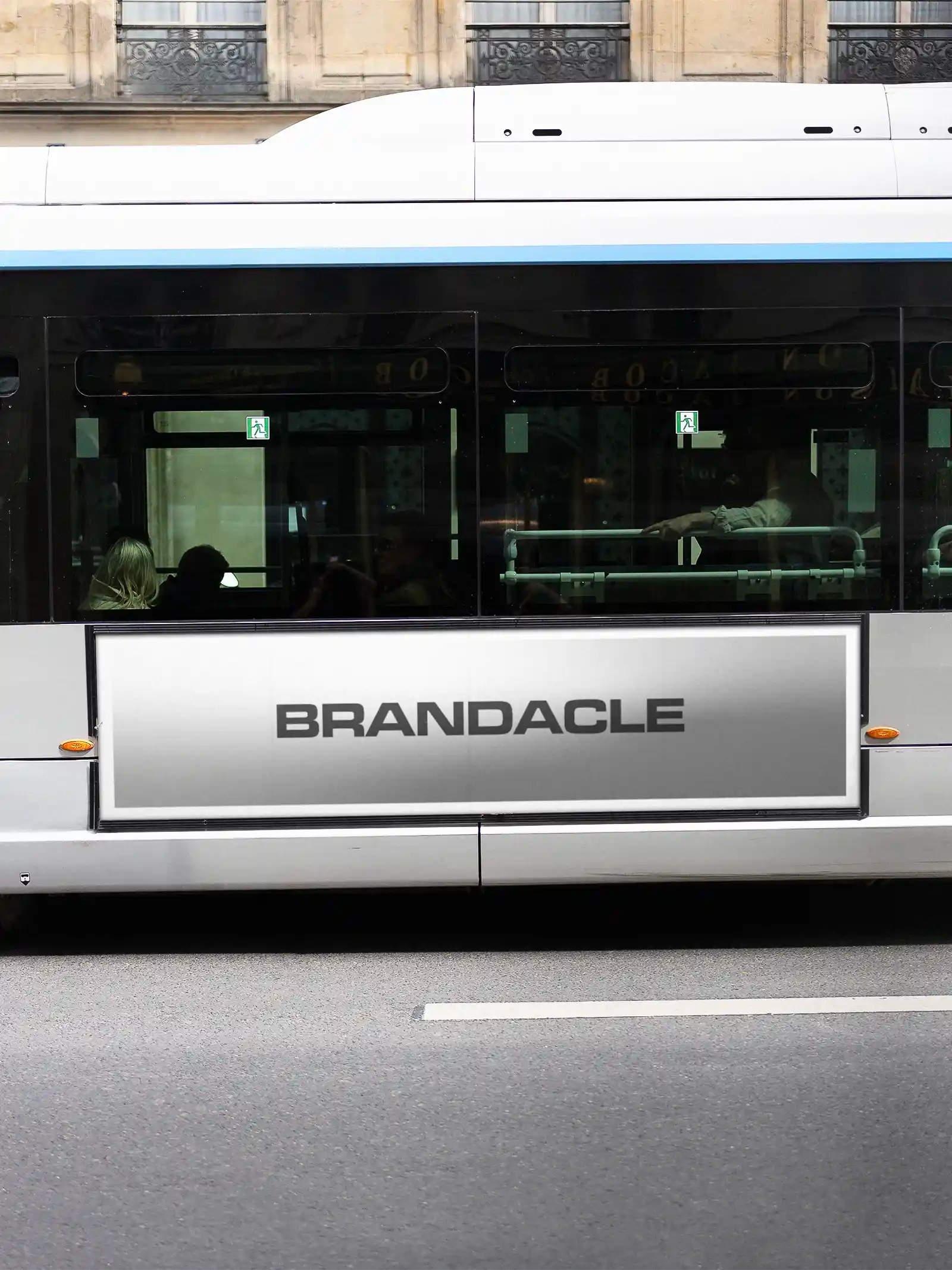 Bus mockup in Paris, France. PSD Mockup on Photoshop for your design 2

