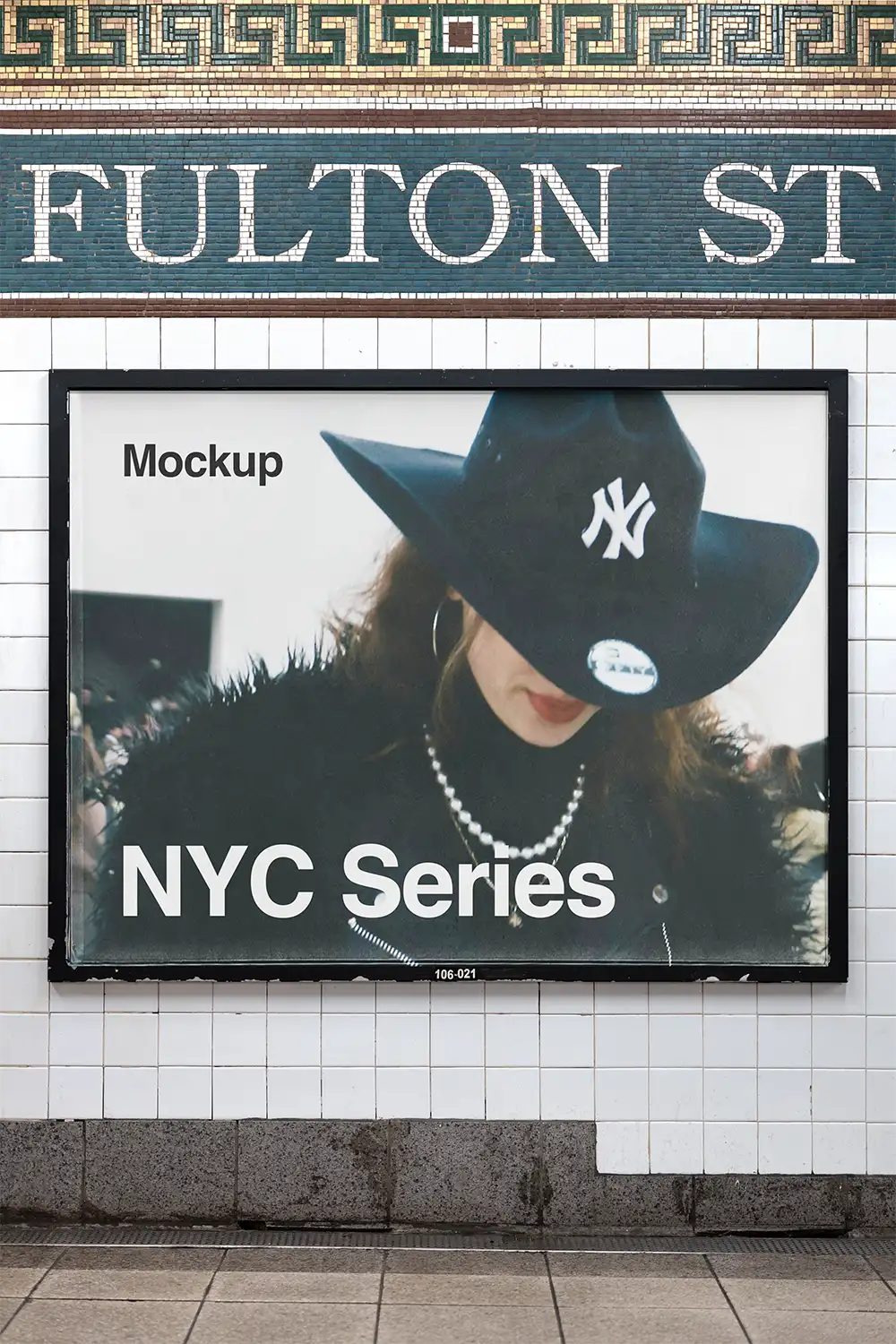 Billboard mockup in the subway in New York