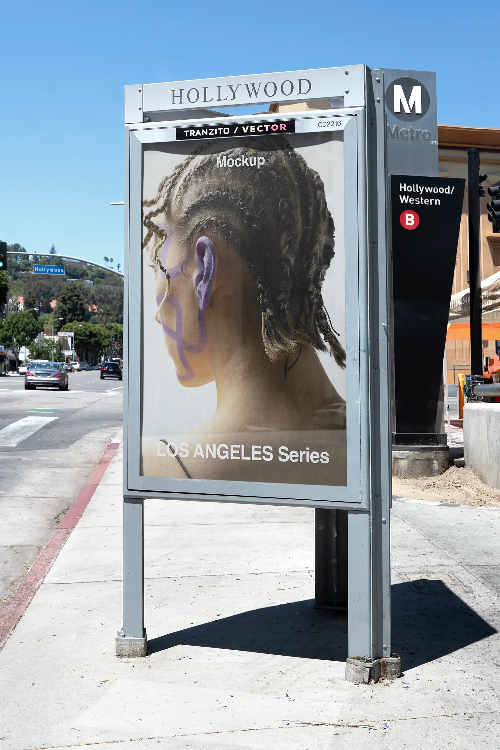 Poster mockup on Hollywood Boulevard in Los Angeles, California
