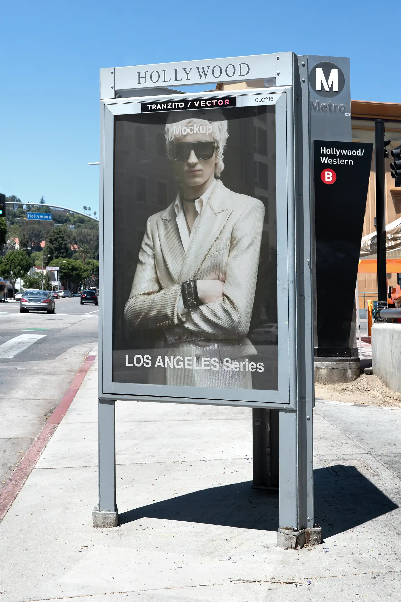 Poster mockup on Hollywood Boulevard in Los Angeles, California