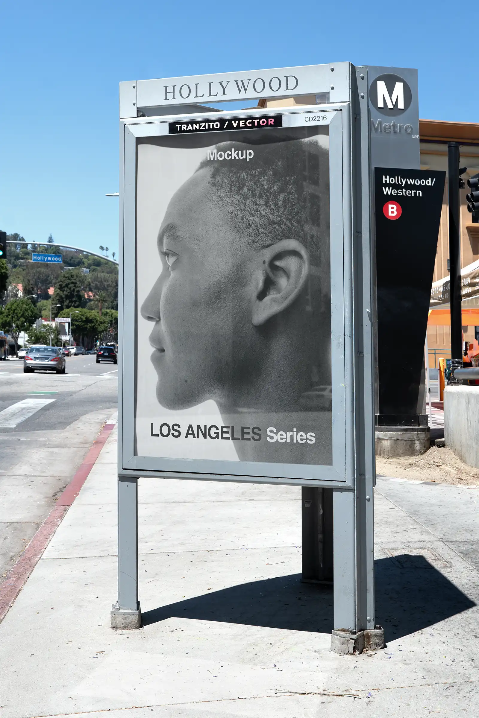 Poster mockup on Hollywood Boulevard in Los Angeles, California