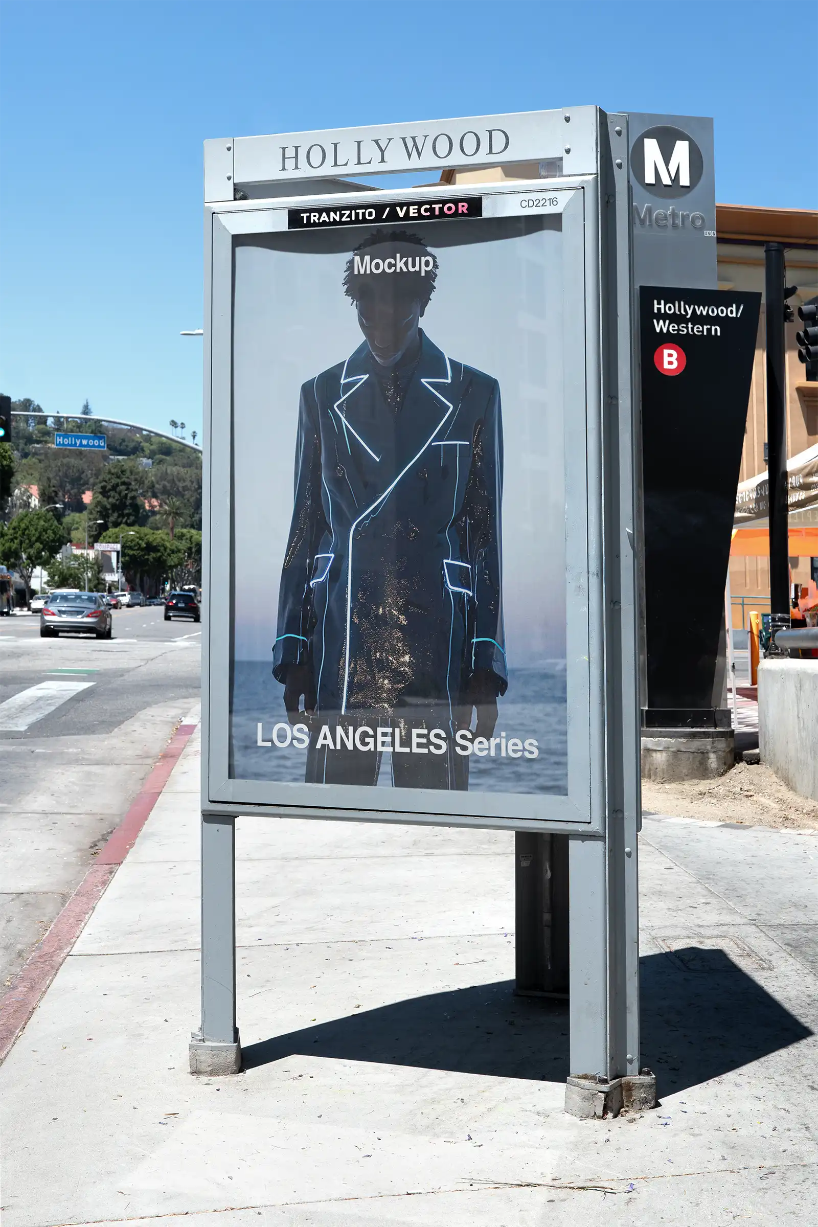 Poster mockup on Hollywood Boulevard in Los Angeles, California