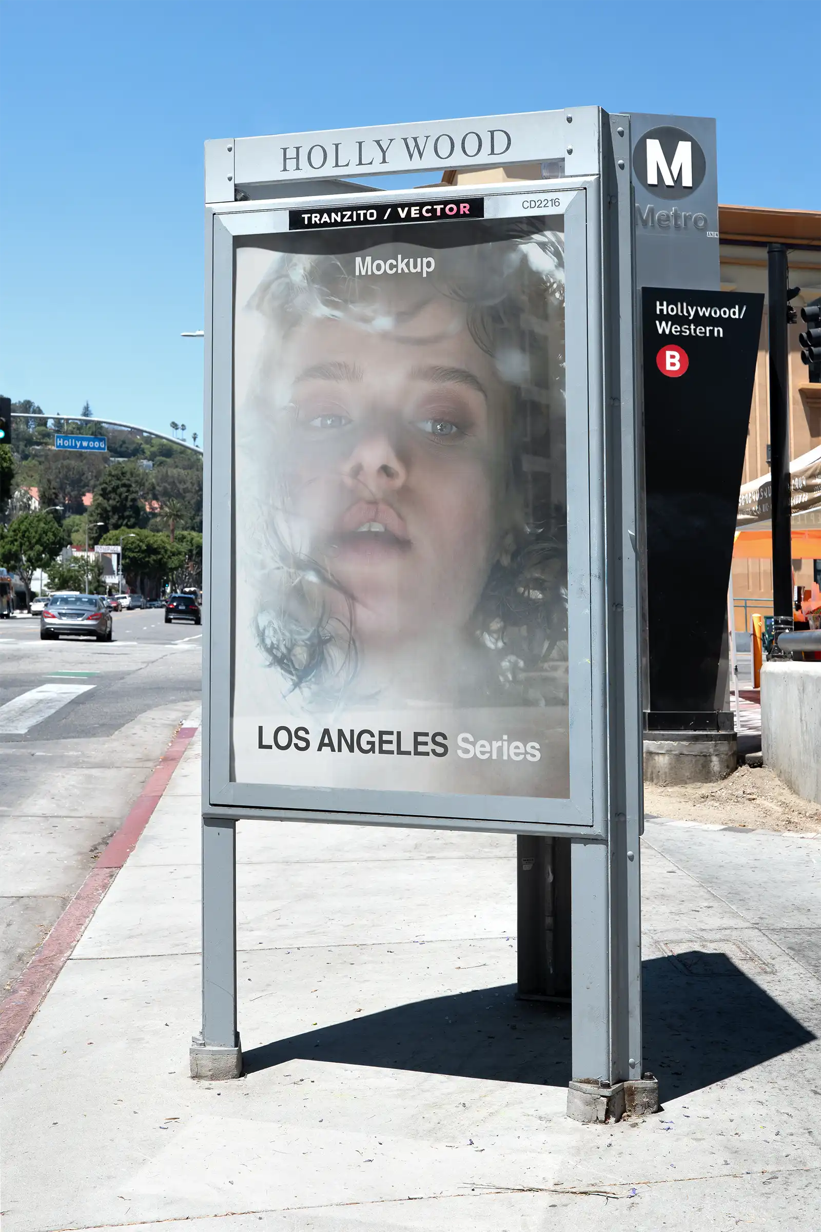 Poster mockup on Hollywood Boulevard in Los Angeles, California