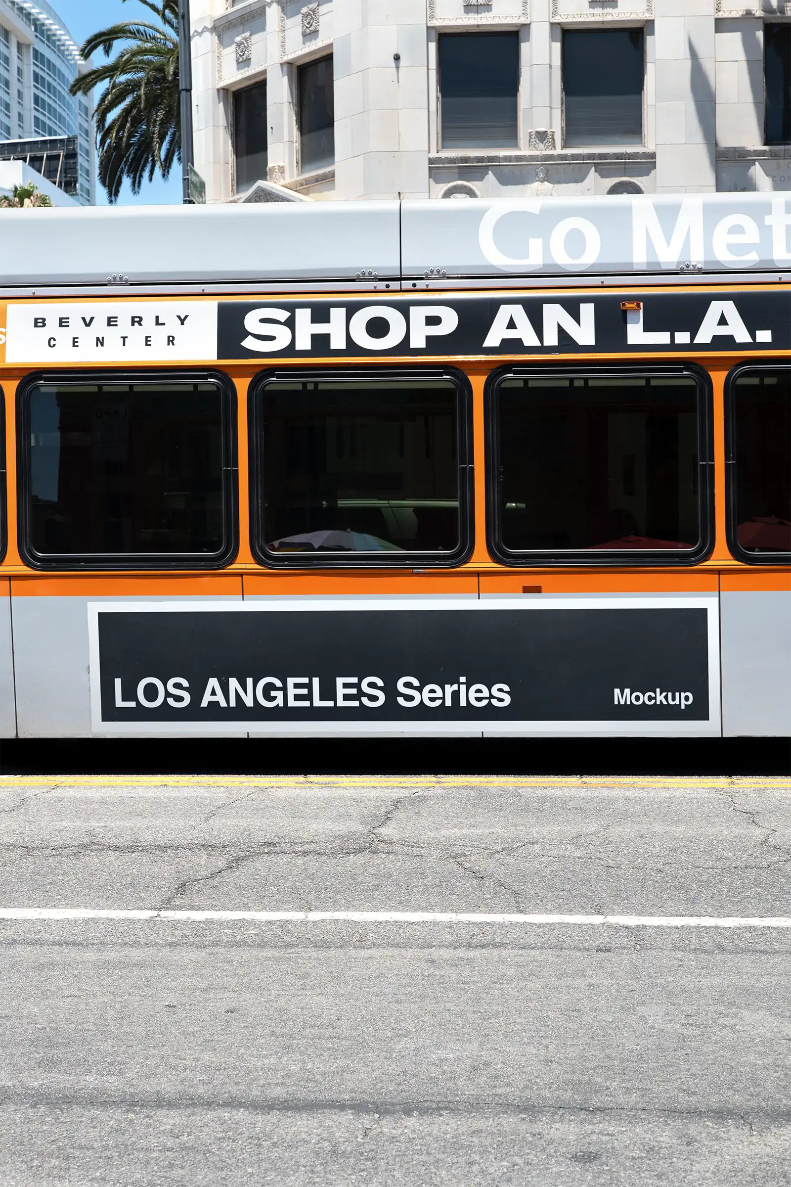 poster mockup on a bus on hollywood boulevard in Los Angeles