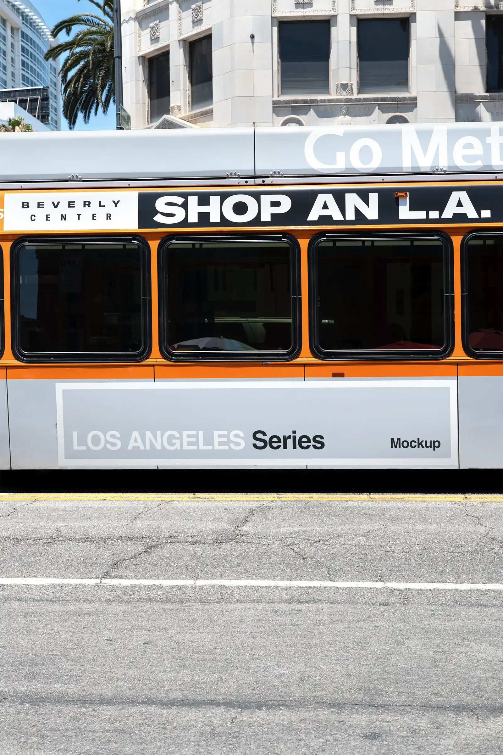 poster mockup on a bus on hollywood boulevard in Los Angeles